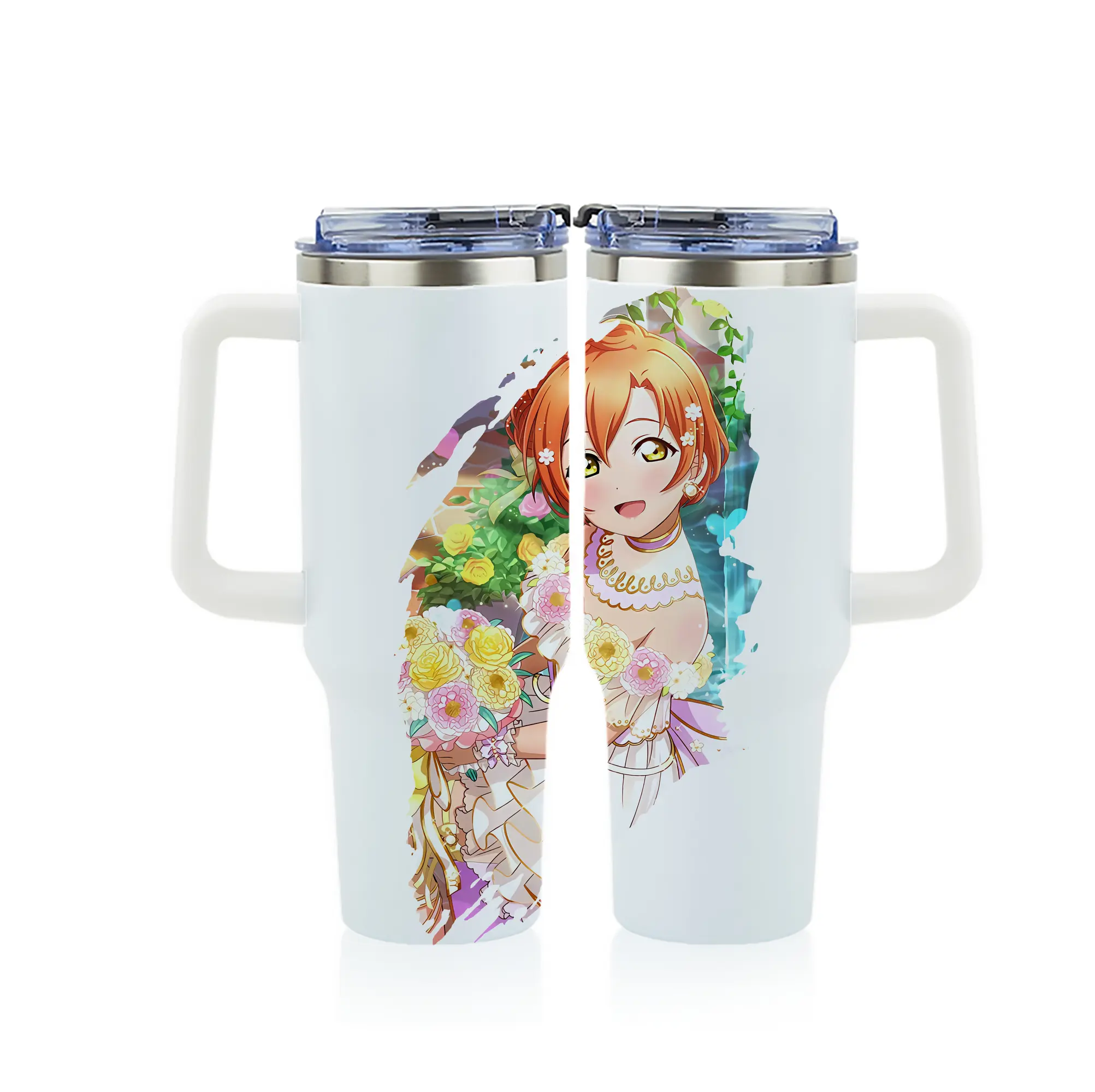 Love Live! グッズ,星空凛 - 1200mL フルプリント車用タンブラー ・ 304ステンレス 内側 ・ 201ステンレス 外側 ・ 保温 保冷 ・ 通勤 ドライブ アウトドア用