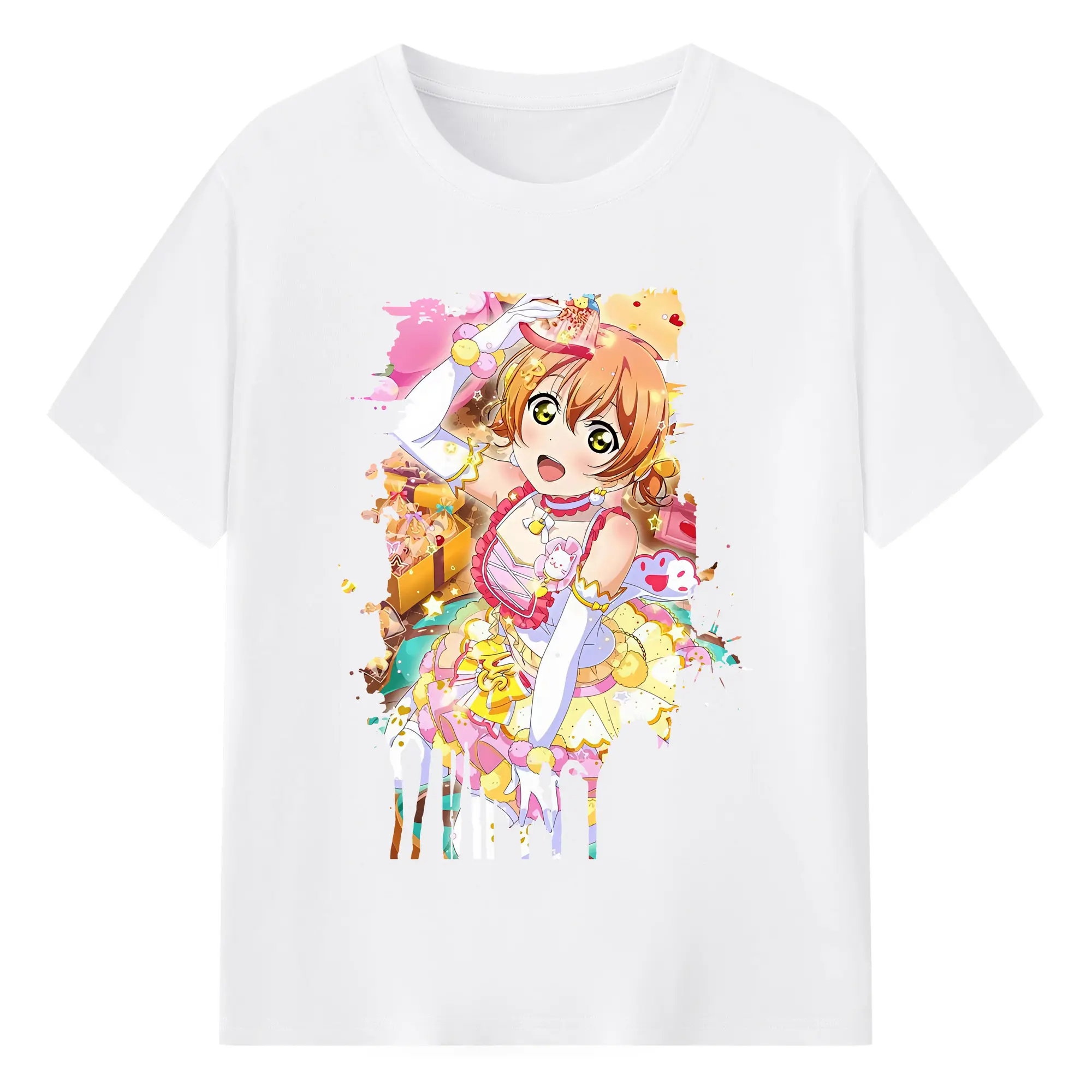 Love Live! グッズ,星空凛 - 綿100％ 半袖Tシャツ ・ フロントプリント ・ 快適 通気性 ・ 日常使い 散歩 スポーツ用