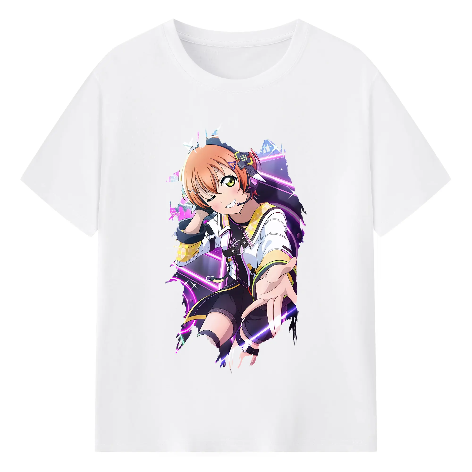 Love Live! グッズ,星空凛 - 綿100％ 半袖Tシャツ ・ フロントプリント ・ 快適 通気性 ・ 日常使い 散歩 スポーツ用