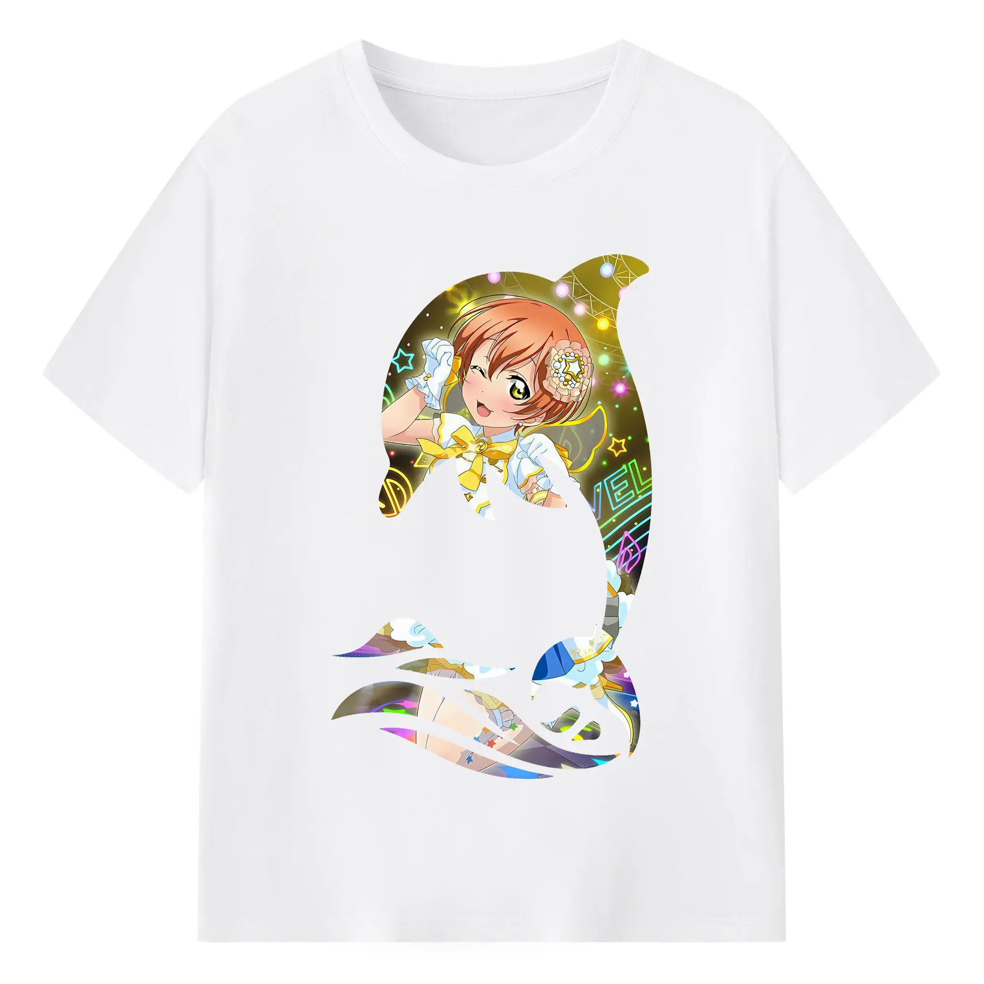 Love Live! グッズ,星空凛 - 綿100％ 半袖Tシャツ ・ フロントプリント ・ 快適 通気性 ・ 日常使い 散歩 スポーツ用