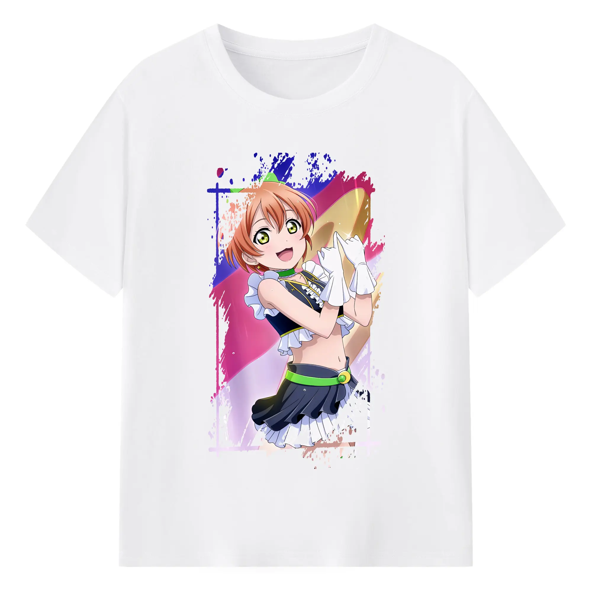 Love Live! グッズ,星空凛 - 綿100％ 半袖Tシャツ ・ フロントプリント ・ 快適 通気性 ・ 日常使い 散歩 スポーツ用