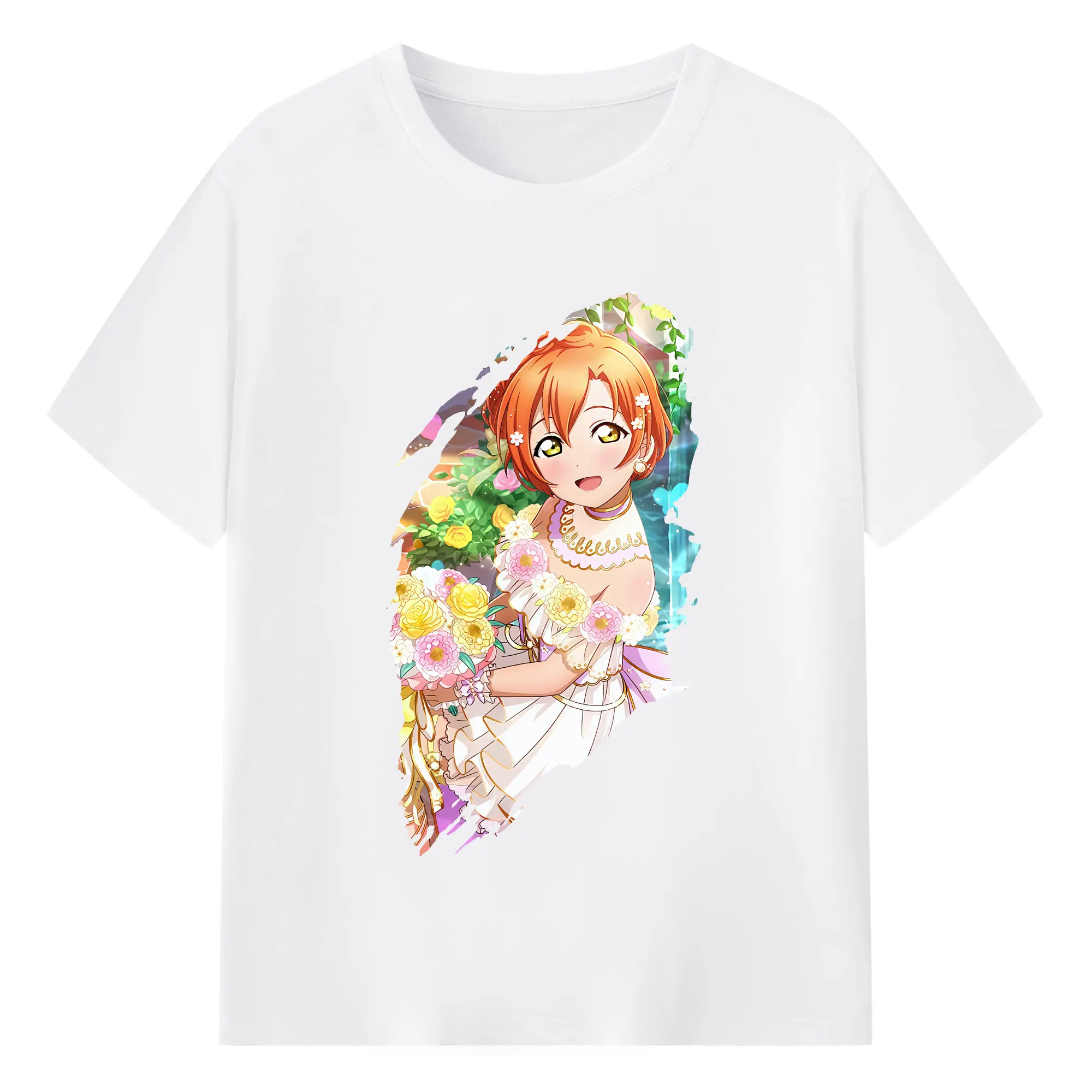 Love Live! グッズ,星空凛 - 綿100％ 半袖Tシャツ ・ フロントプリント ・ 快適 通気性 ・ 日常使い 散歩 スポーツ用