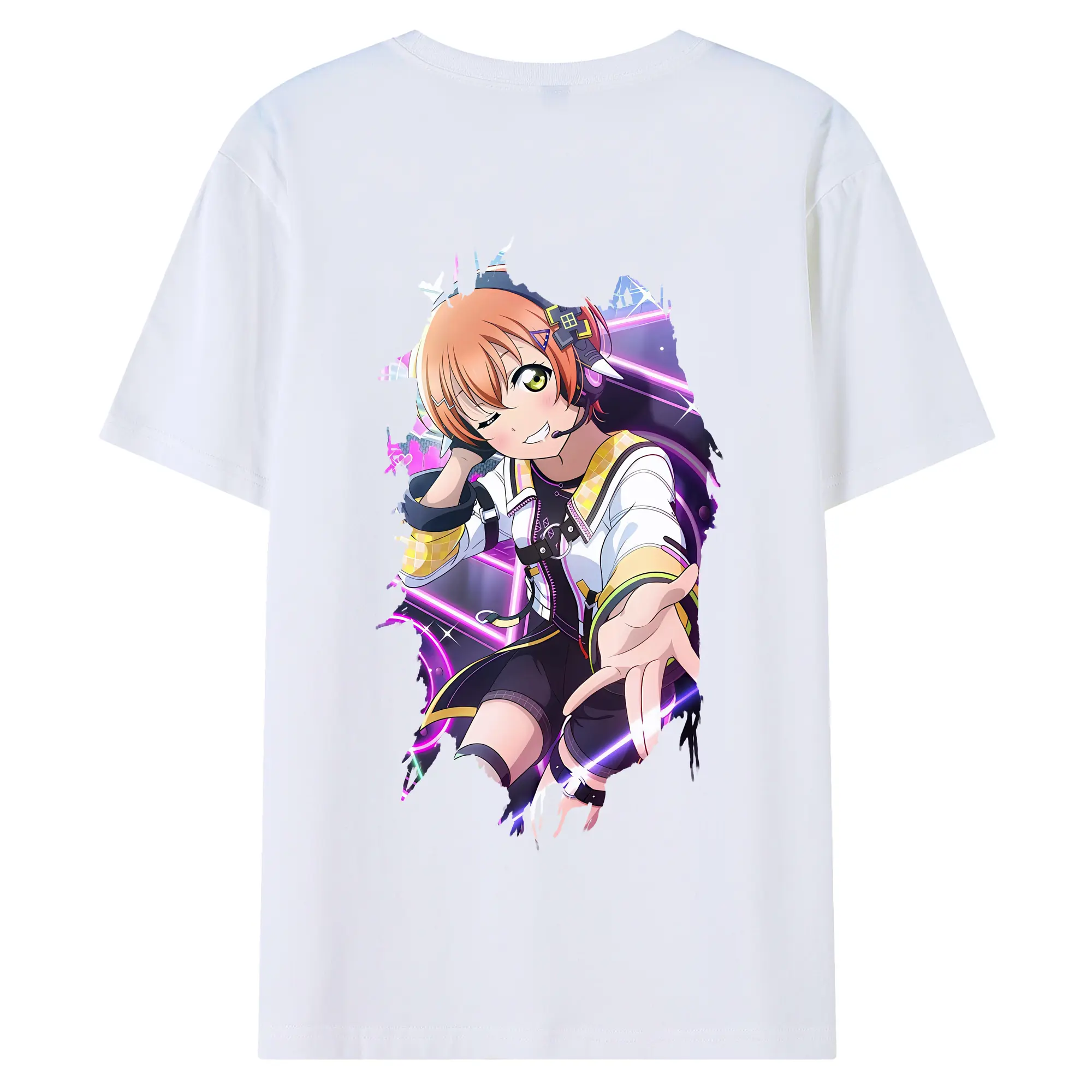 Love Live! グッズ,星空凛 - 綿100％ 半袖Tシャツ ・ バックプリント ・ 快適 通気性 ・ 日常使い 散歩 スポーツ用