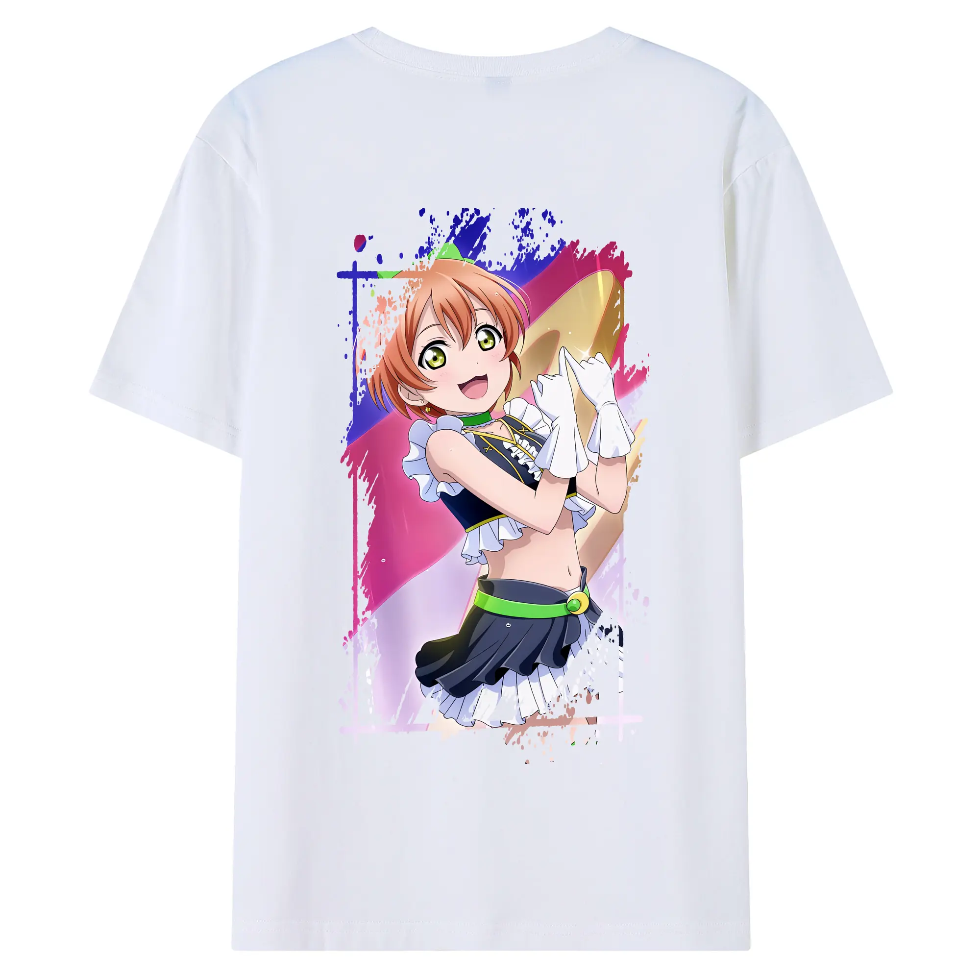 Love Live! グッズ,星空凛 - 綿100％ 半袖Tシャツ ・ バックプリント ・ 快適 通気性 ・ 日常使い 散歩 スポーツ用