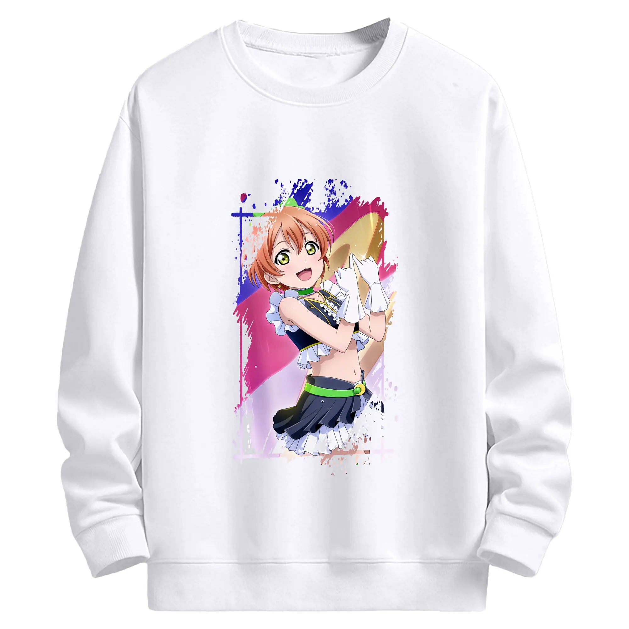 Love Live! グッズ,星空凛 - 高品質 クルーネック スウェット ・ コットン59％ ポリエステル41％ ・ ユニセックス 長袖 トレーナー ・ カジュアル デイリー スポーツ 散歩用