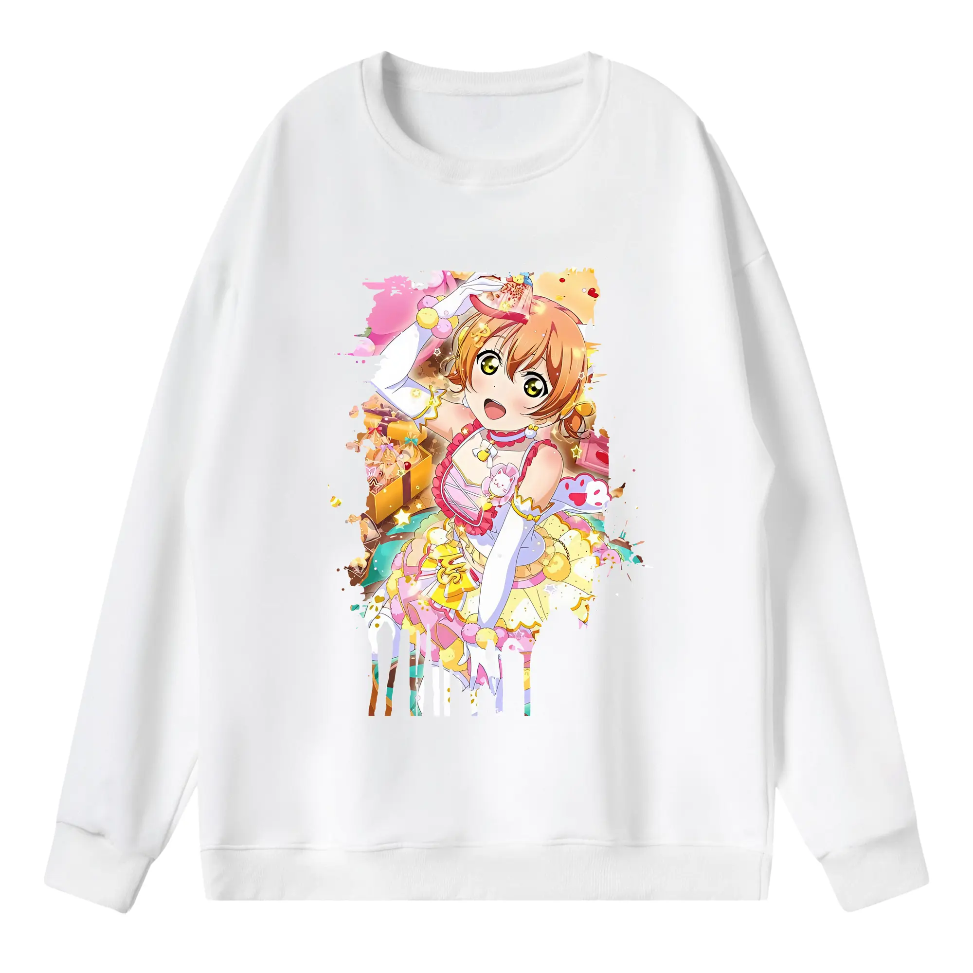 Love Live! グッズ,星空凛 - 薄手 クルーネック スウェット 裏毛260g · ポリエステル 春秋向け カジュアル 男女兼用 · トレーナー デイリー スポーツ 散歩に最適