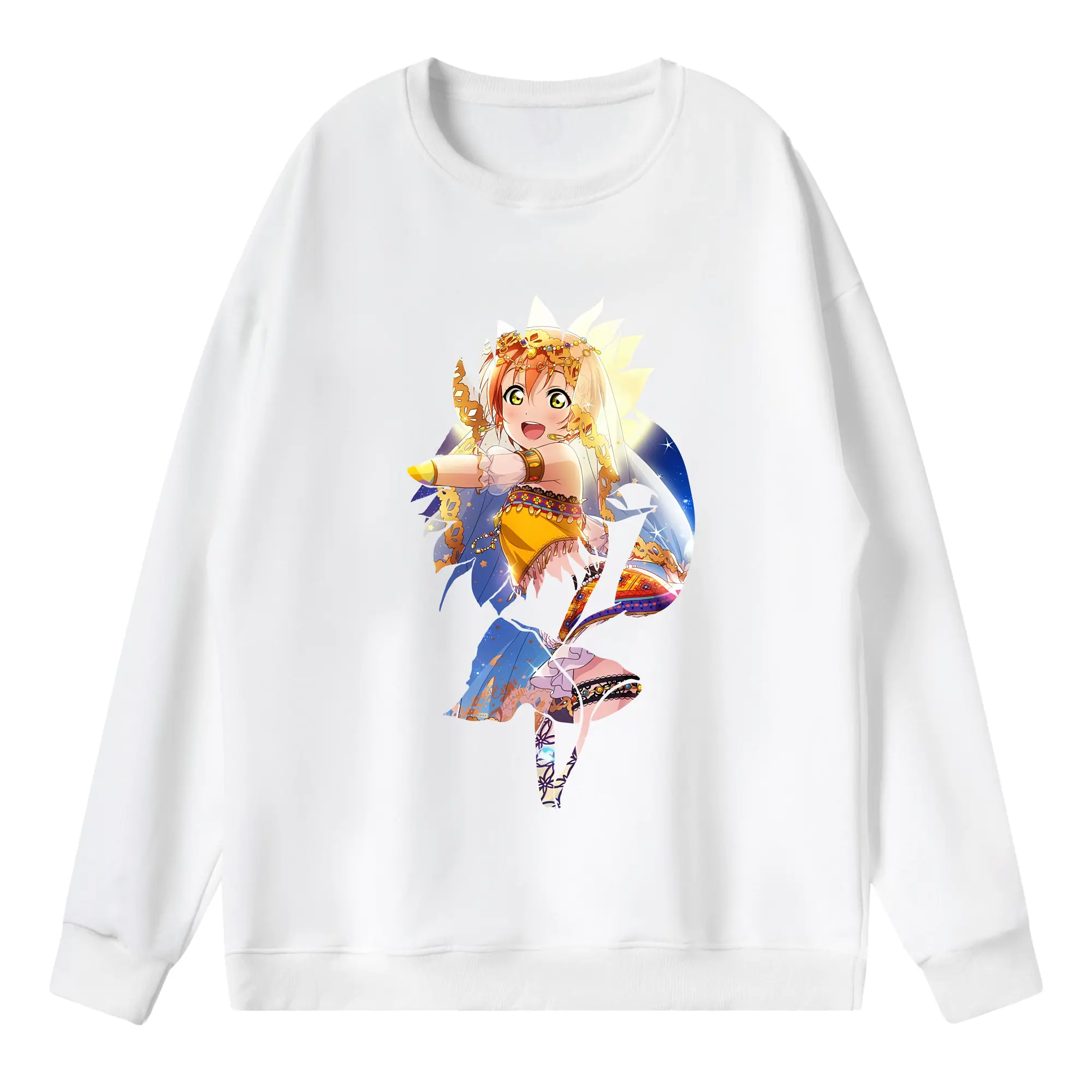 Love Live! グッズ,星空凛 - 薄手 クルーネック スウェット 裏毛260g · ポリエステル 春秋向け カジュアル 男女兼用 · トレーナー デイリー スポーツ 散歩に最適