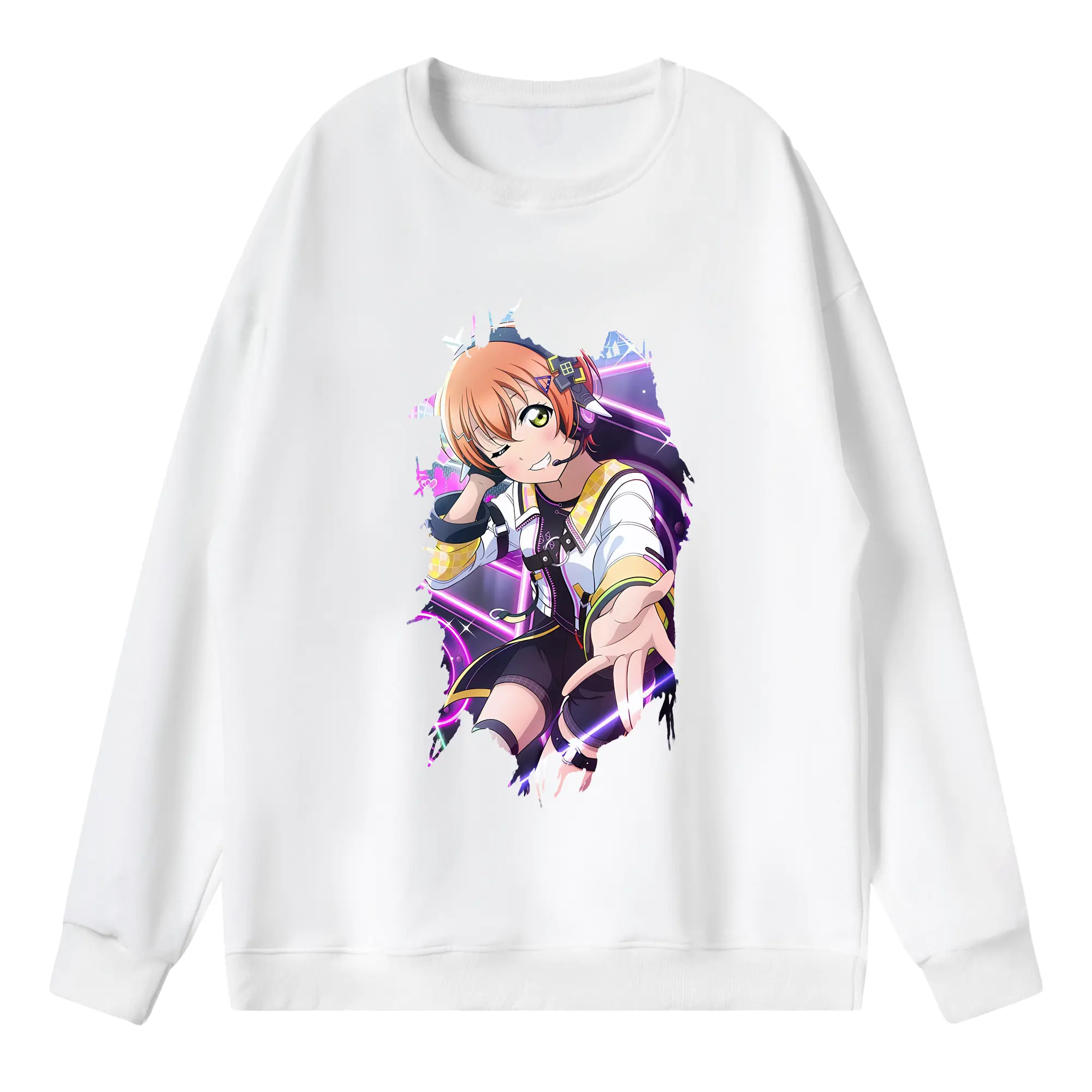 Love Live! グッズ,星空凛 - 薄手 クルーネック スウェット 裏毛260g · ポリエステル 春秋向け カジュアル 男女兼用 · トレーナー デイリー スポーツ 散歩に最適