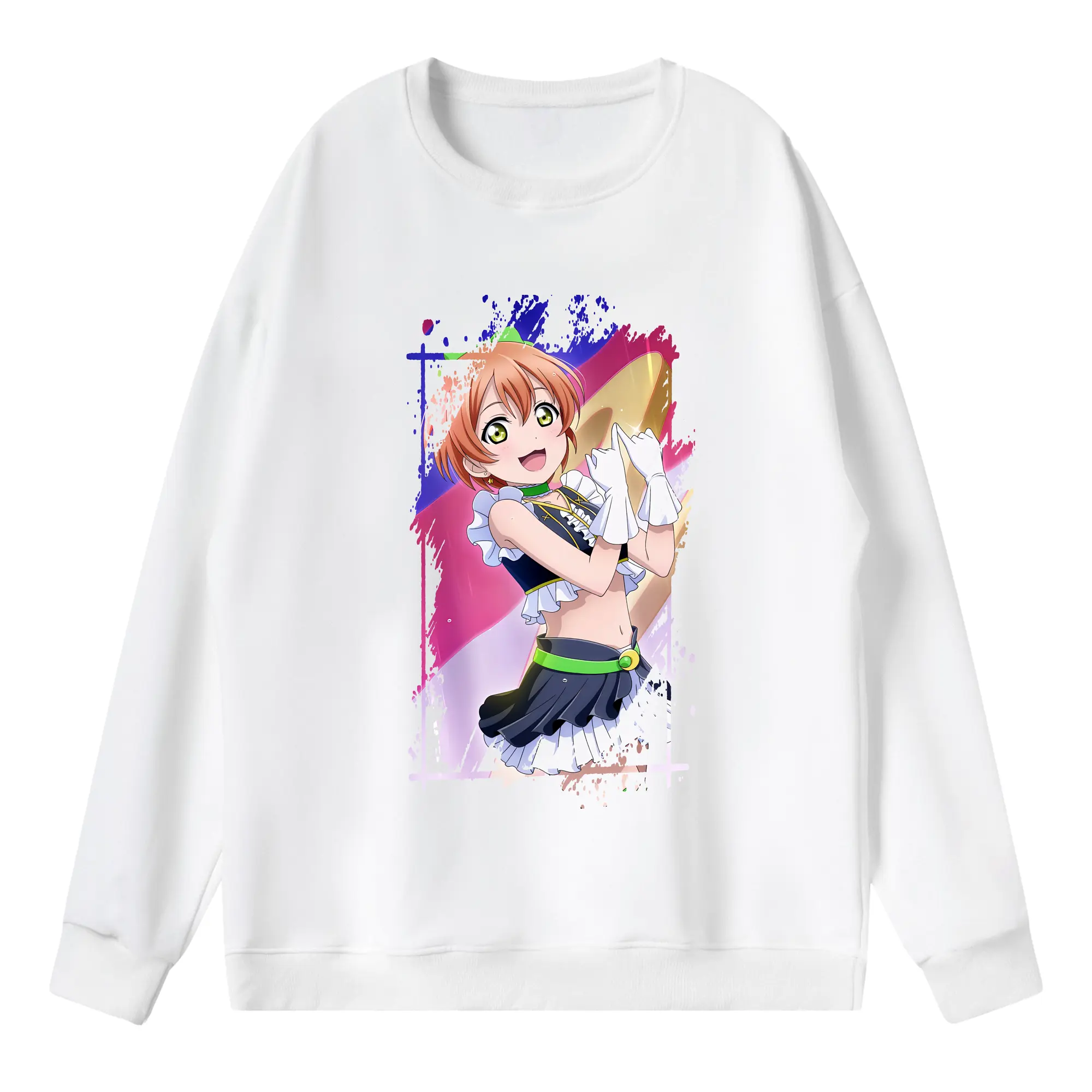 Love Live! グッズ,星空凛 - 薄手 クルーネック スウェット 裏毛260g · ポリエステル 春秋向け カジュアル 男女兼用 · トレーナー デイリー スポーツ 散歩に最適