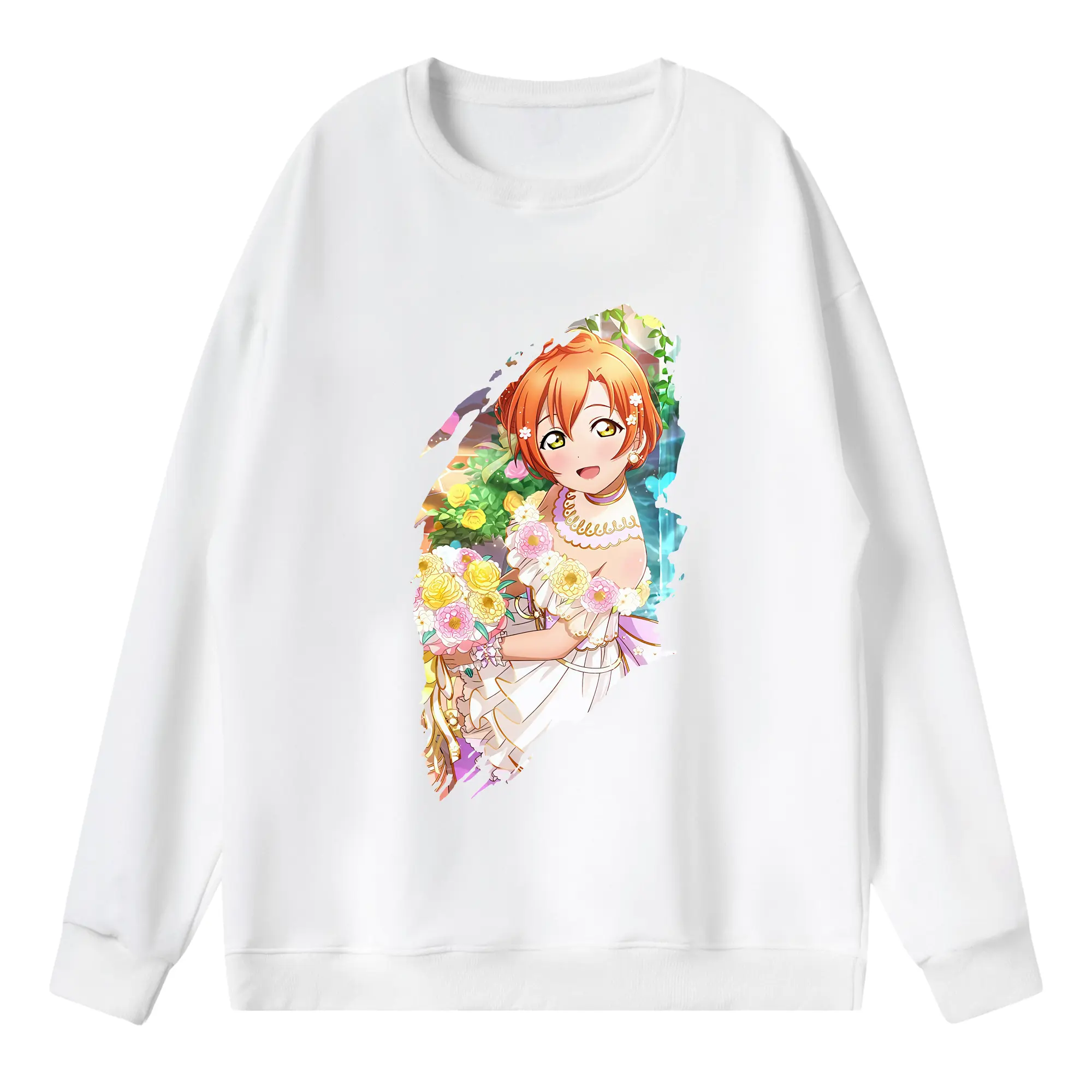 Love Live! グッズ,星空凛 - 薄手 クルーネック スウェット 裏毛260g · ポリエステル 春秋向け カジュアル 男女兼用 · トレーナー デイリー スポーツ 散歩に最適