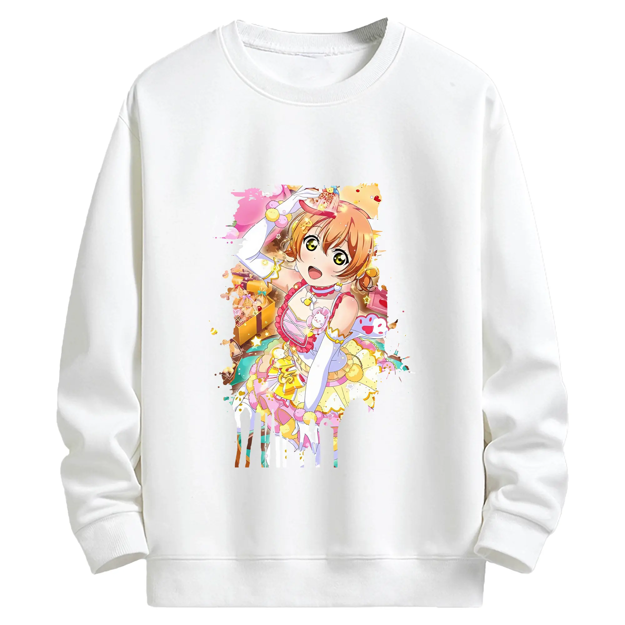 Love Live! グッズ,星空凛 - キッズ クルーネックスウェットシャツ ・ フロントプリント ・ 綿80％ ポリエステル20％ ・ 快適 通学 スポーツ 日常使い お散歩用