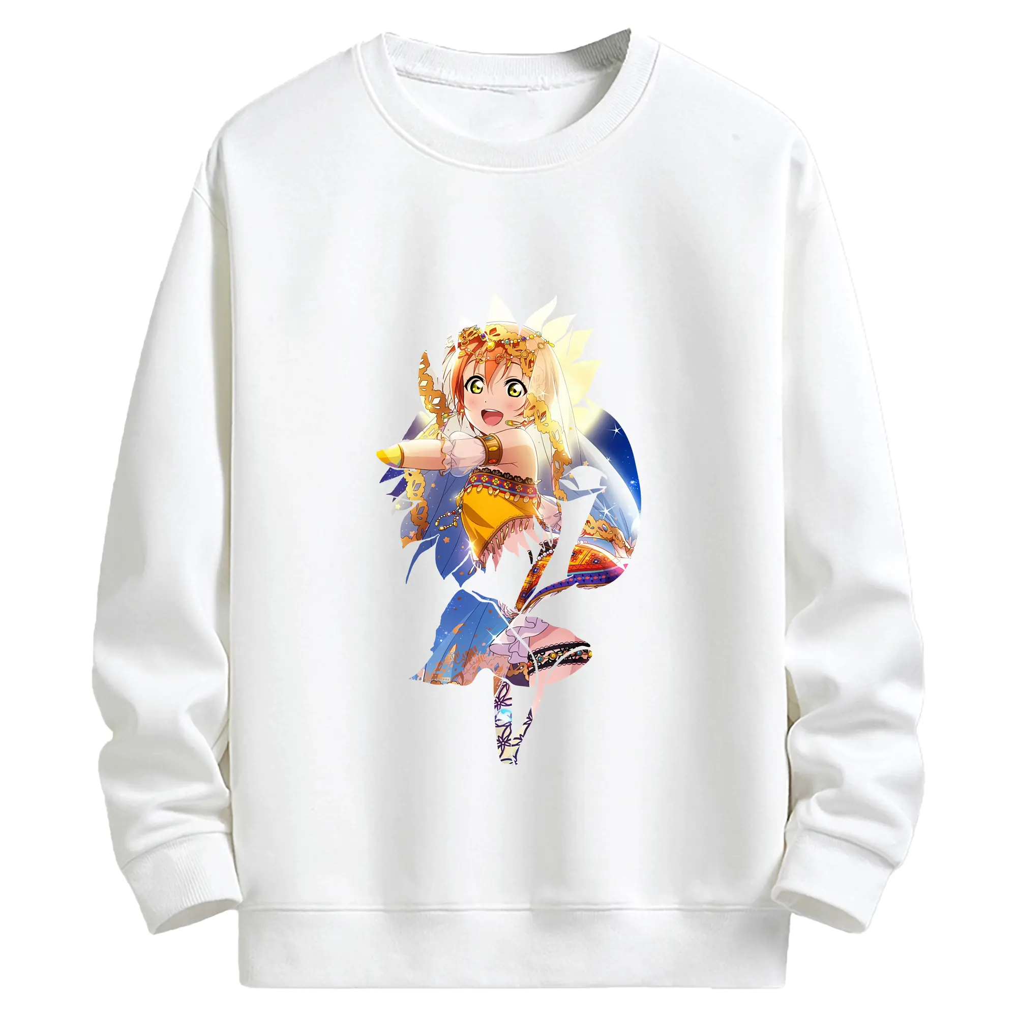 Love Live! グッズ,星空凛 - キッズ クルーネックスウェットシャツ ・ フロントプリント ・ 綿80％ ポリエステル20％ ・ 快適 通学 スポーツ 日常使い お散歩用