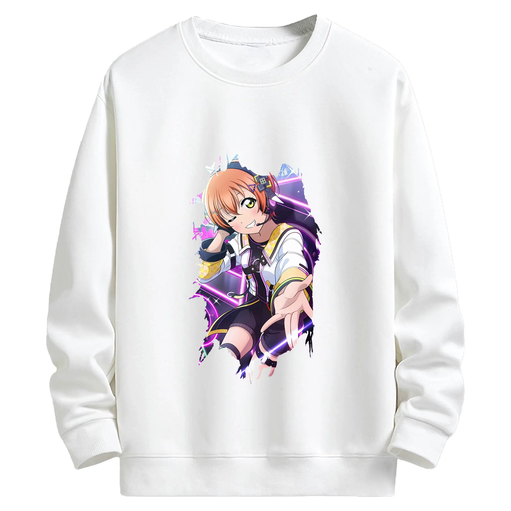 Love Live! グッズ,星空凛 - キッズ クルーネックスウェットシャツ ・ フロントプリント ・ 綿80％ ポリエステル20％ ・ 快適 通学 スポーツ 日常使い お散歩用