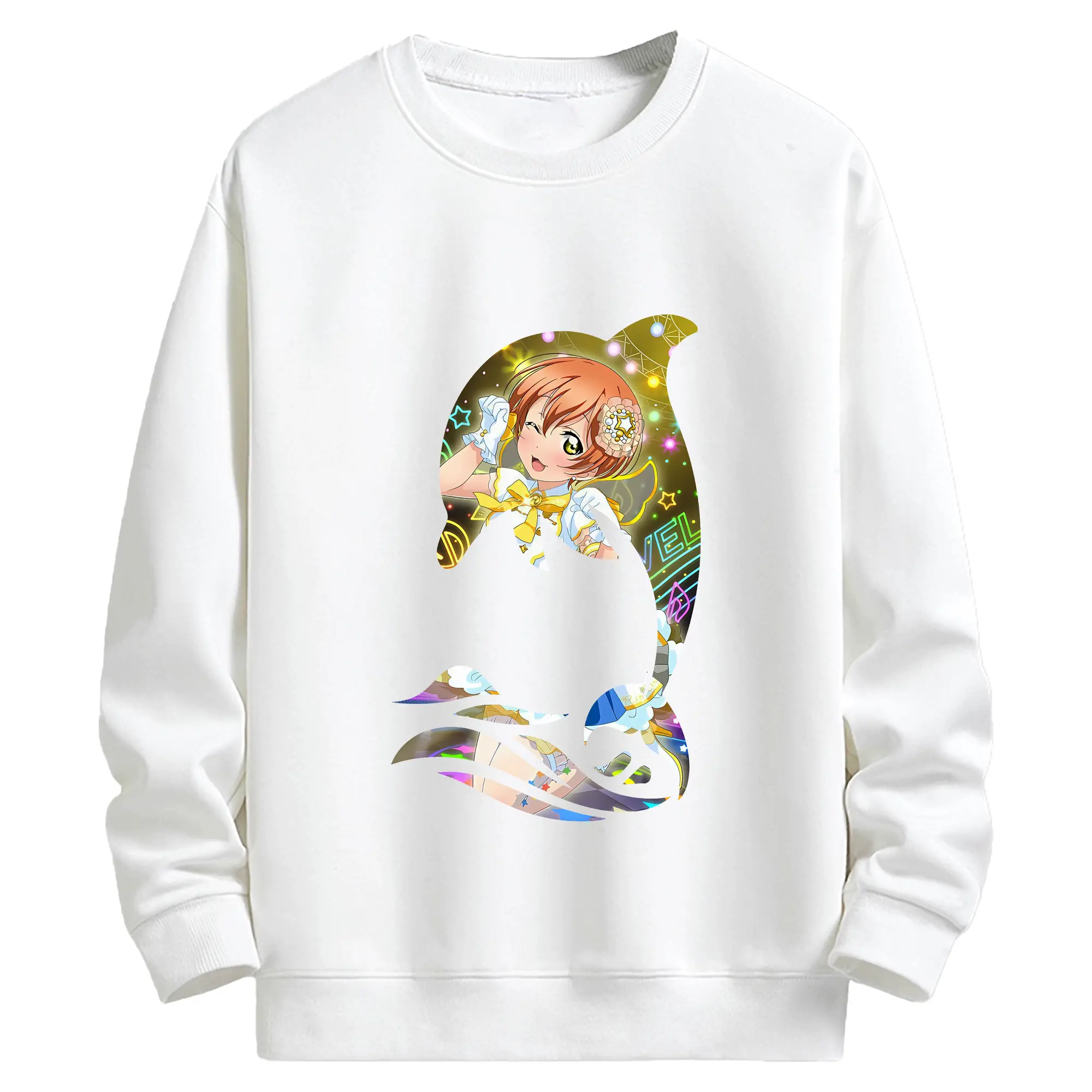 Love Live! グッズ,星空凛 - キッズ クルーネックスウェットシャツ ・ フロントプリント ・ 綿80％ ポリエステル20％ ・ 快適 通学 スポーツ 日常使い お散歩用