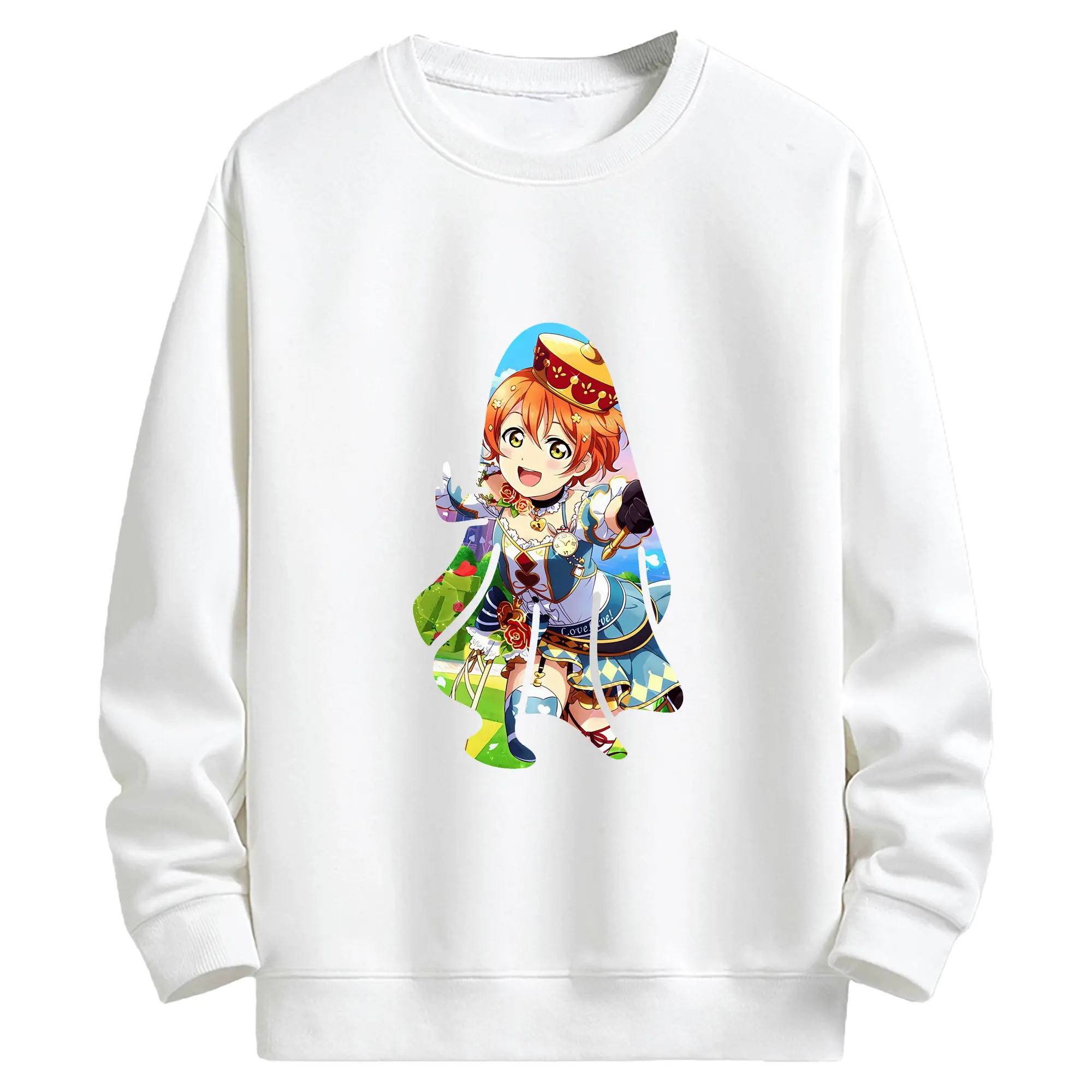 Love Live! グッズ,星空凛 - キッズ クルーネックスウェットシャツ ・ フロントプリント ・ 綿80％ ポリエステル20％ ・ 快適 通学 スポーツ 日常使い お散歩用