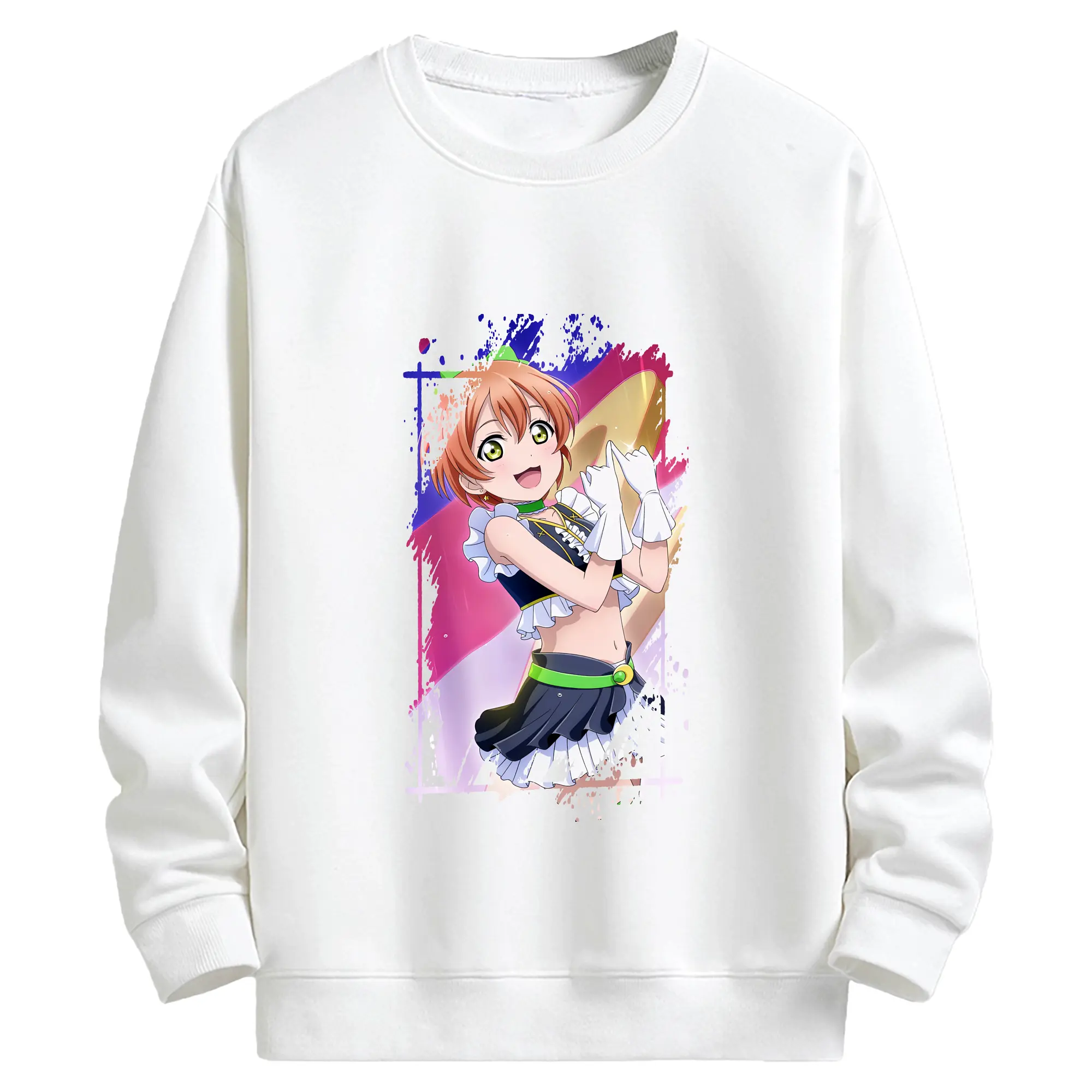 Love Live! グッズ,星空凛 - キッズ クルーネックスウェットシャツ ・ フロントプリント ・ 綿80％ ポリエステル20％ ・ 快適 通学 スポーツ 日常使い お散歩用