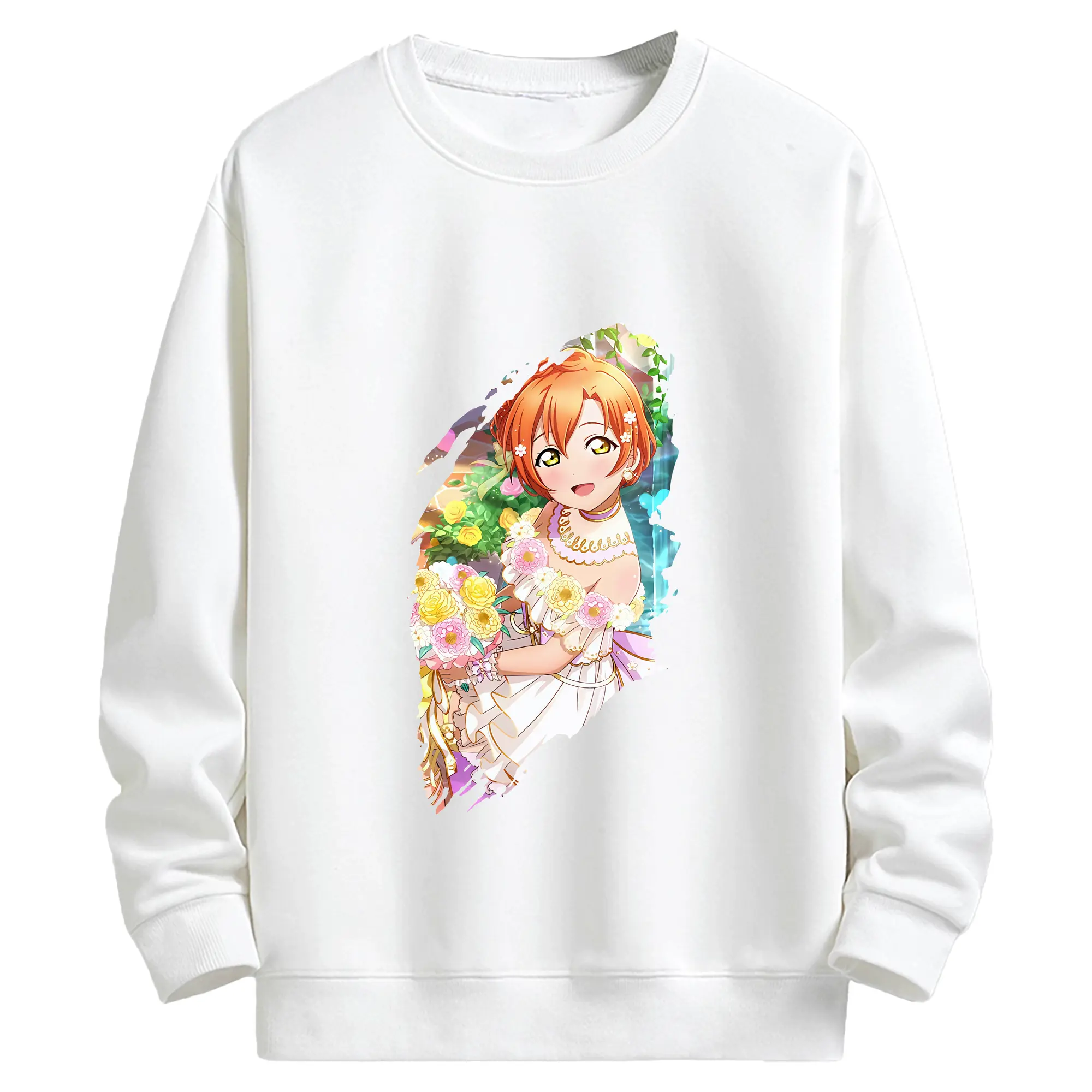 Love Live! グッズ,星空凛 - キッズ クルーネックスウェットシャツ ・ フロントプリント ・ 綿80％ ポリエステル20％ ・ 快適 通学 スポーツ 日常使い お散歩用