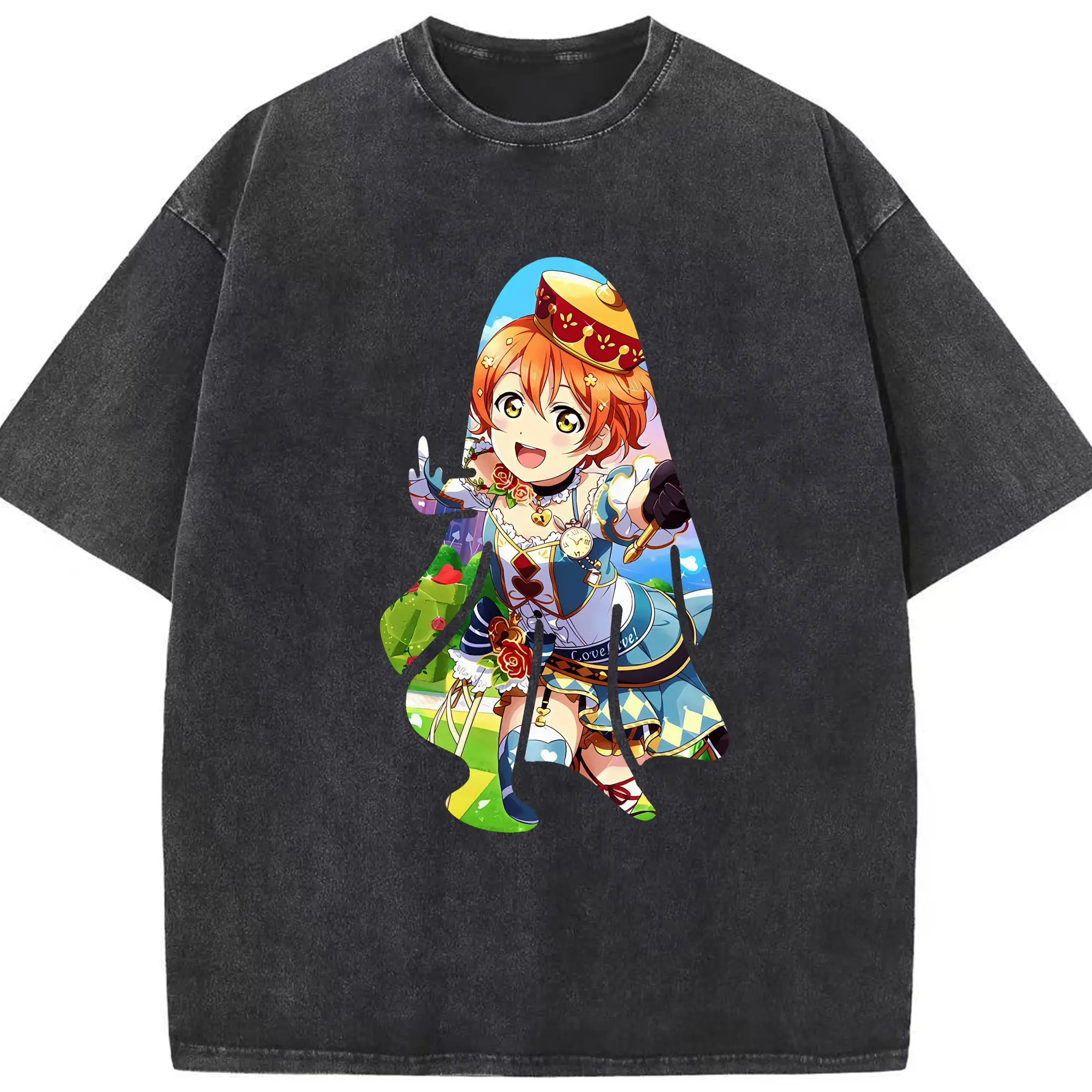 Love Live! グッズ,星空凛 - 綿100％ ヴィンテージ風 半袖Tシャツ ・ フロントプリント ・ 柔らか肌触り ・ 通気性 快適 ・ スポーツ カジュアル 外出用