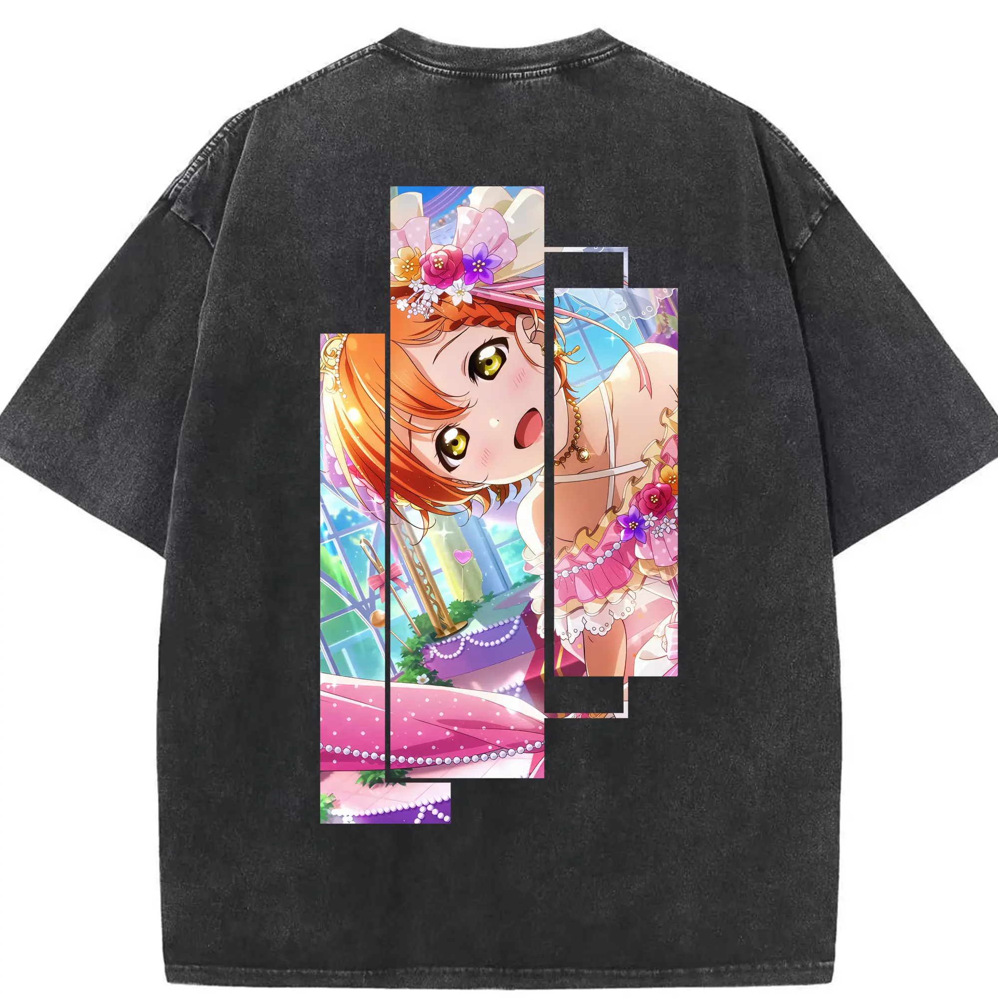 Love Live! グッズ,星空凛 - 綿100％ ヴィンテージ風 半袖Tシャツ ・ 背面プリント ・ 柔らか肌触り ・ 通気性 快適 ・ スポーツ カジュアル 外出用