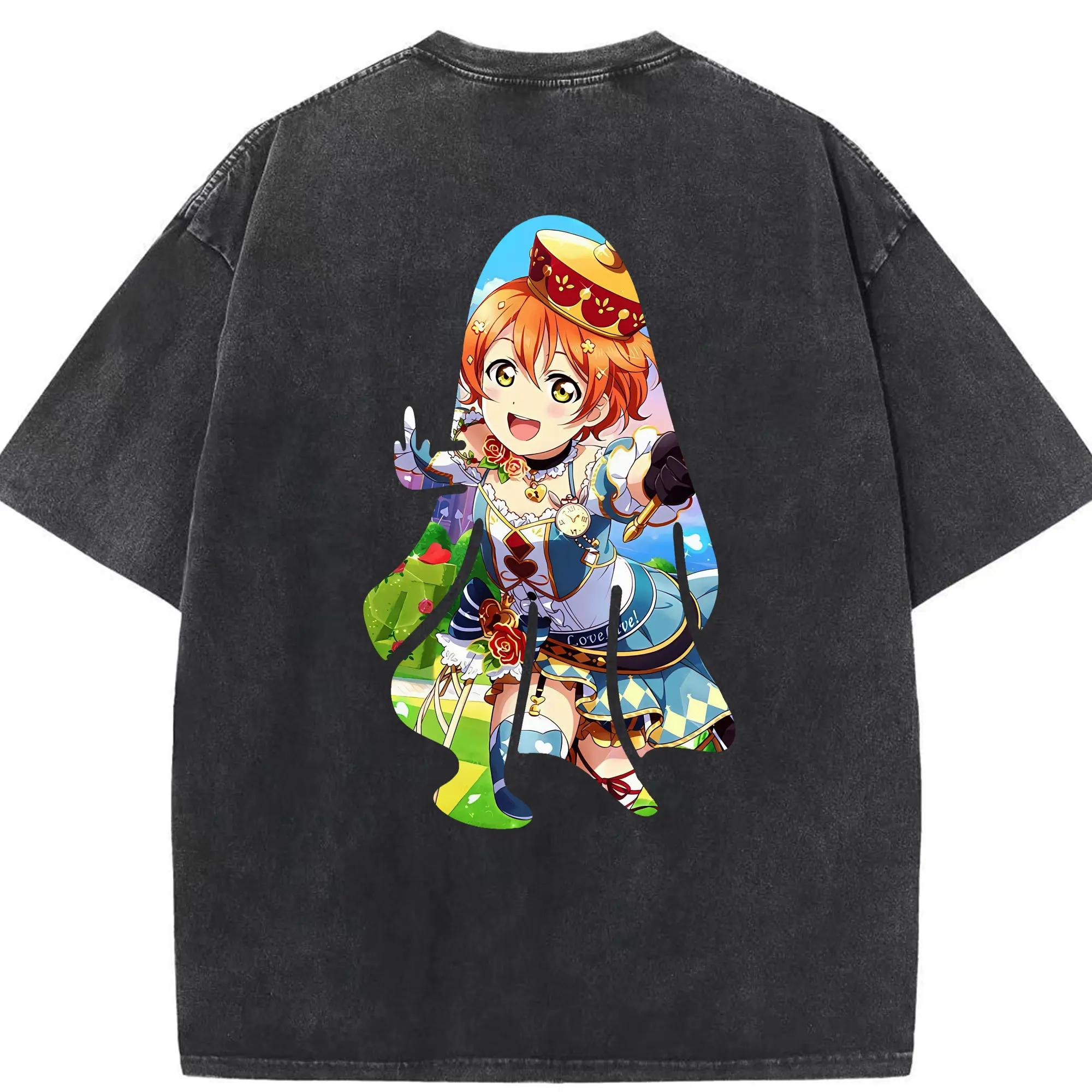 Love Live! グッズ,星空凛 - 綿100％ ヴィンテージ風 半袖Tシャツ ・ 背面プリント ・ 柔らか肌触り ・ 通気性 快適 ・ スポーツ カジュアル 外出用