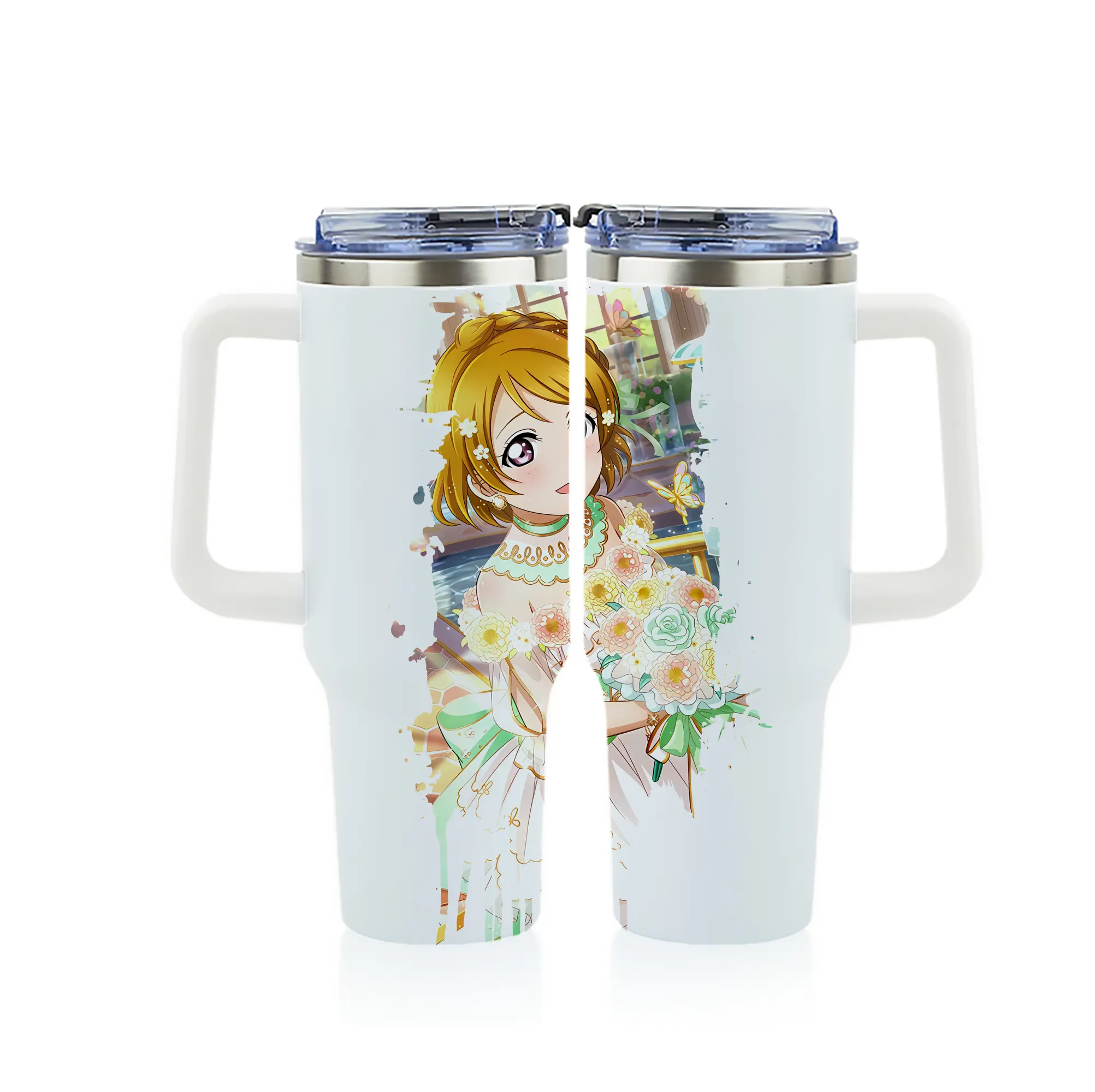 Love Live! グッズ,小泉花陽 - 1200mL フルプリント車用タンブラー ・ 304ステンレス 内側 ・ 201ステンレス 外側 ・ 保温 保冷 ・ 通勤 ドライブ アウトドア用