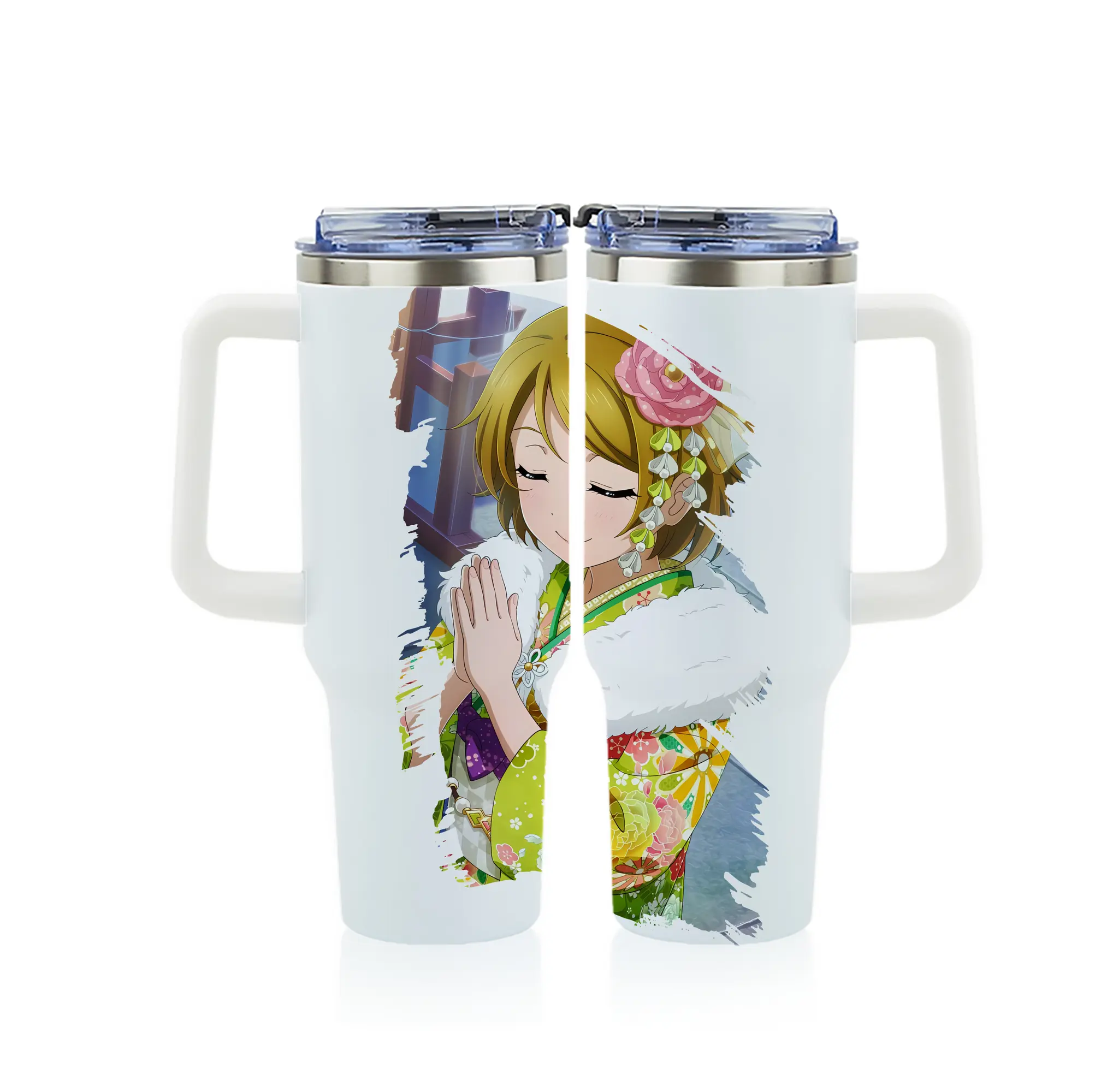 Love Live! グッズ,小泉花陽 - 1200mL フルプリント車用タンブラー ・ 304ステンレス 内側 ・ 201ステンレス 外側 ・ 保温 保冷 ・ 通勤 ドライブ アウトドア用