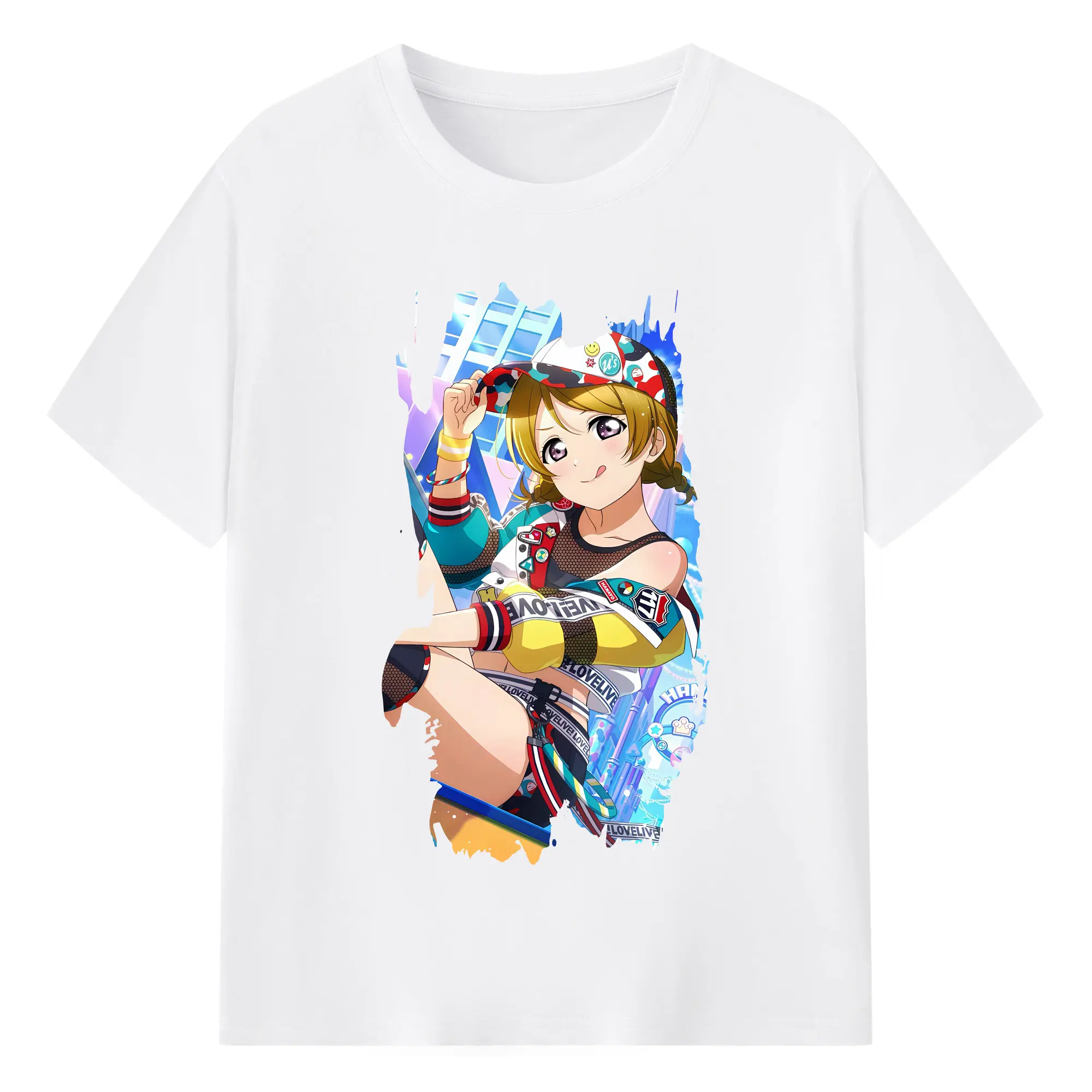 Love Live! グッズ,小泉花陽 - 綿100％ 半袖Tシャツ ・ フロントプリント ・ 快適 通気性 ・ 日常使い 散歩 スポーツ用