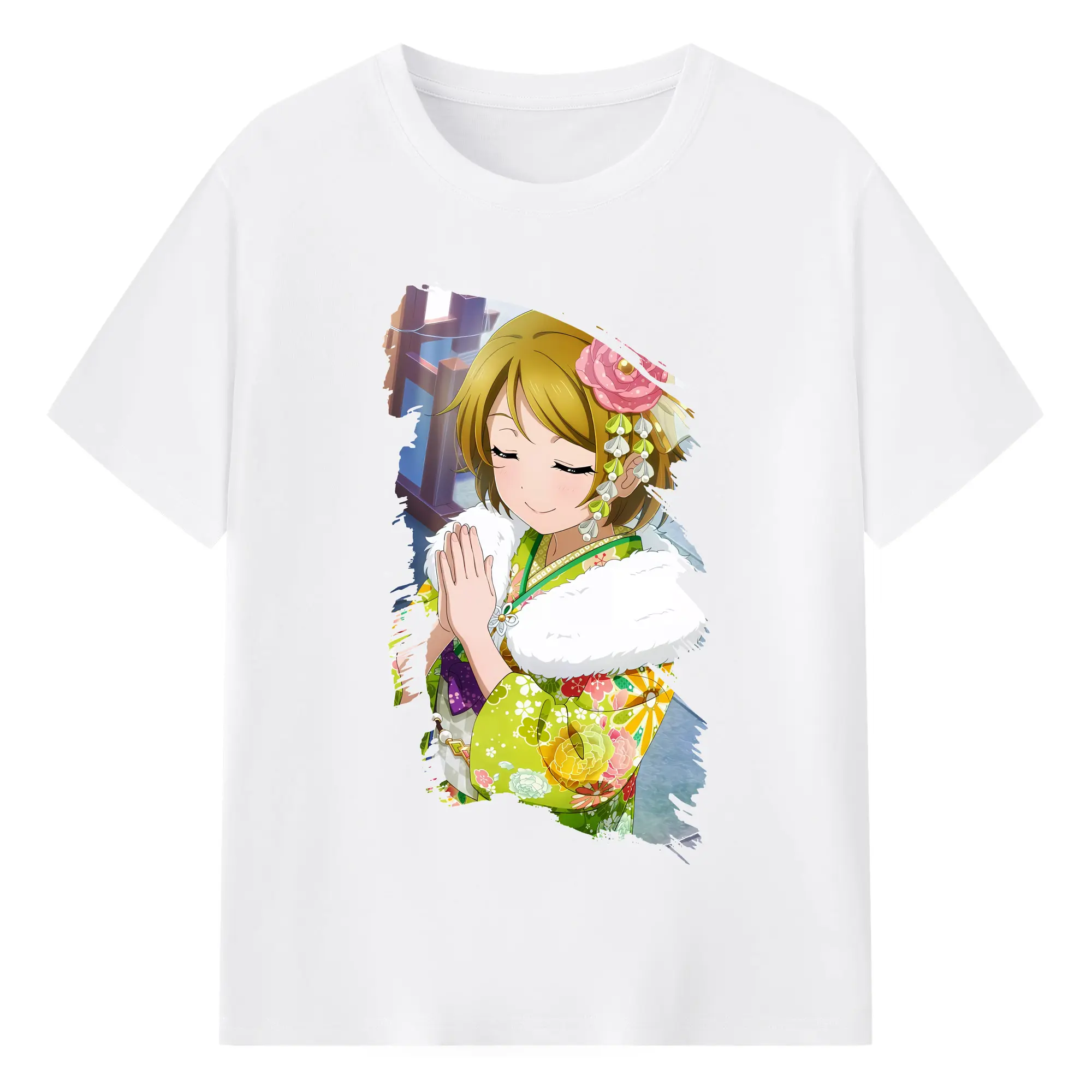 Love Live! グッズ,小泉花陽 - 綿100％ 半袖Tシャツ ・ フロントプリント ・ 快適 通気性 ・ 日常使い 散歩 スポーツ用