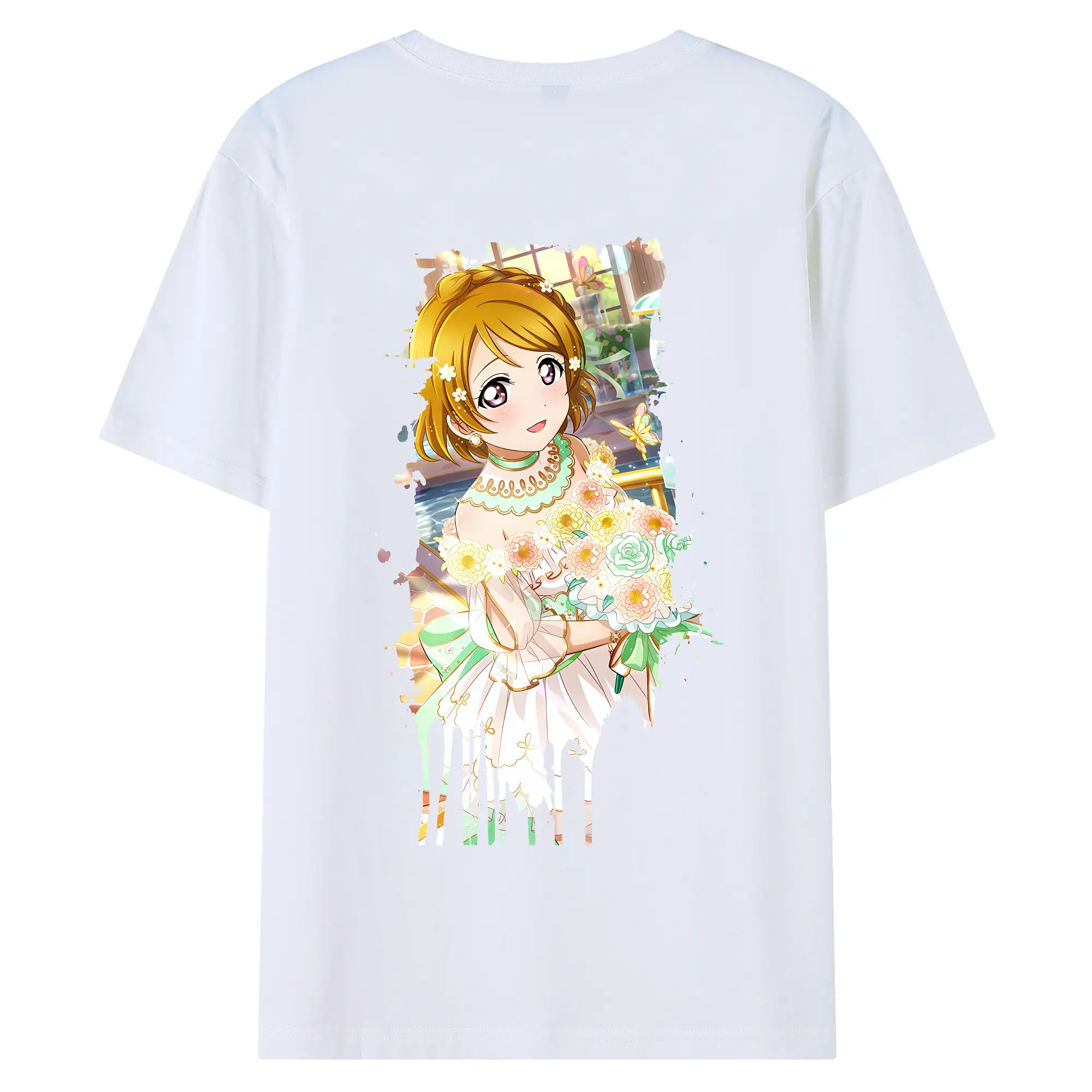 Love Live! グッズ,小泉花陽 - 綿100％ 半袖Tシャツ ・ バックプリント ・ 快適 通気性 ・ 日常使い 散歩 スポーツ用