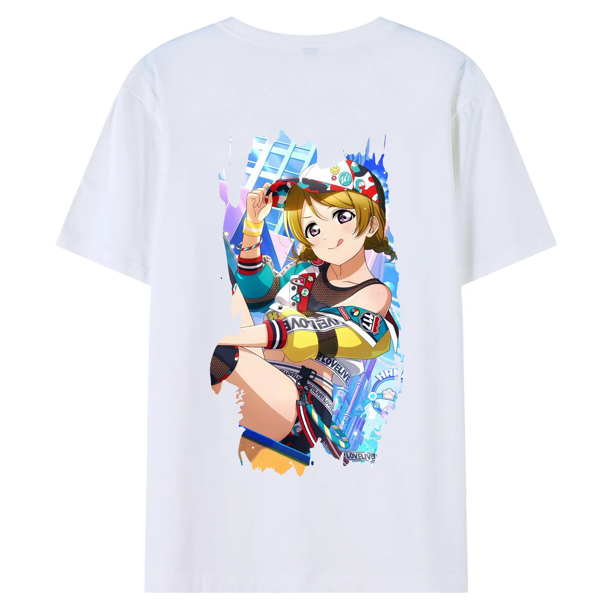 Love Live! グッズ,小泉花陽 - 綿100％ 半袖Tシャツ ・ バックプリント ・ 快適 通気性 ・ 日常使い 散歩 スポーツ用