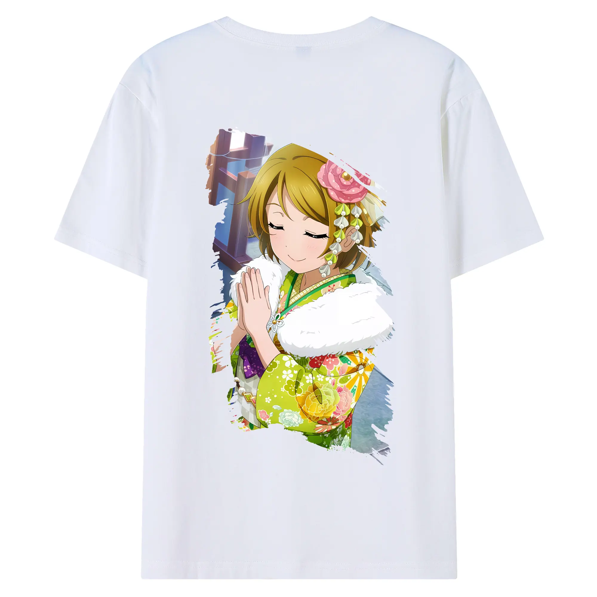 Love Live! グッズ,小泉花陽 - 綿100％ 半袖Tシャツ ・ バックプリント ・ 快適 通気性 ・ 日常使い 散歩 スポーツ用