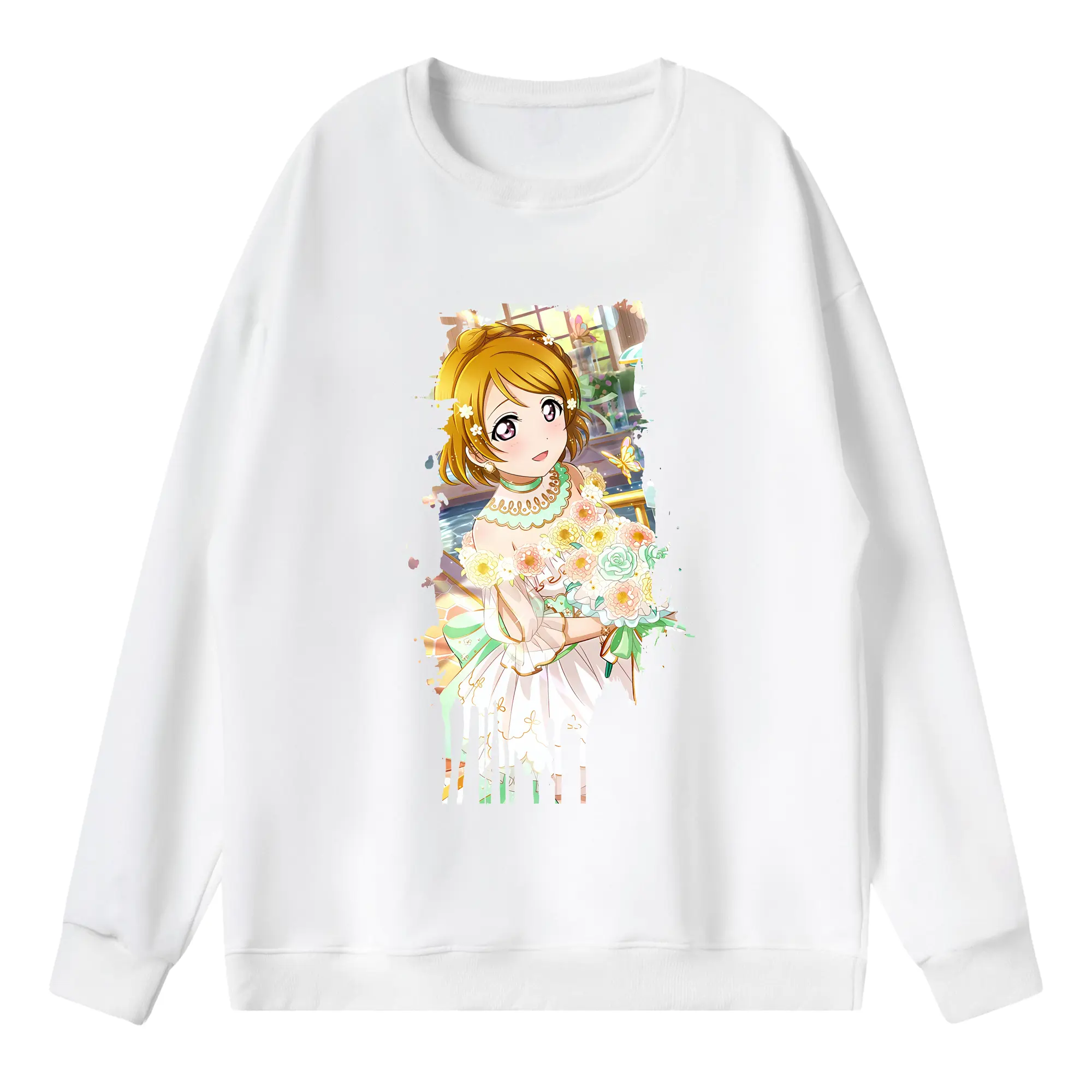 Love Live! グッズ,小泉花陽 - 薄手 クルーネック スウェット 裏毛260g · ポリエステル 春秋向け カジュアル 男女兼用 · トレーナー デイリー スポーツ 散歩に最適