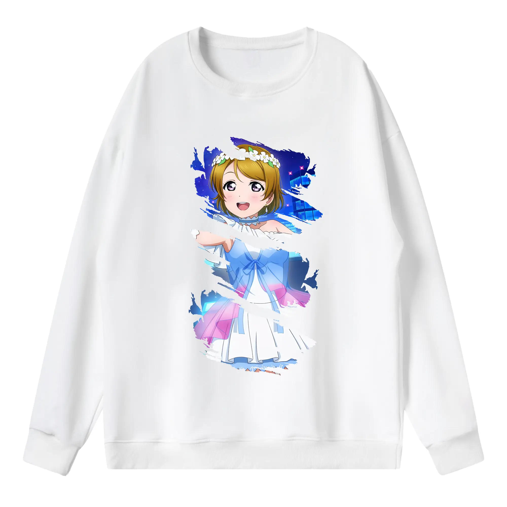Love Live! グッズ,小泉花陽 - 薄手 クルーネック スウェット 裏毛260g · ポリエステル 春秋向け カジュアル 男女兼用 · トレーナー デイリー スポーツ 散歩に最適