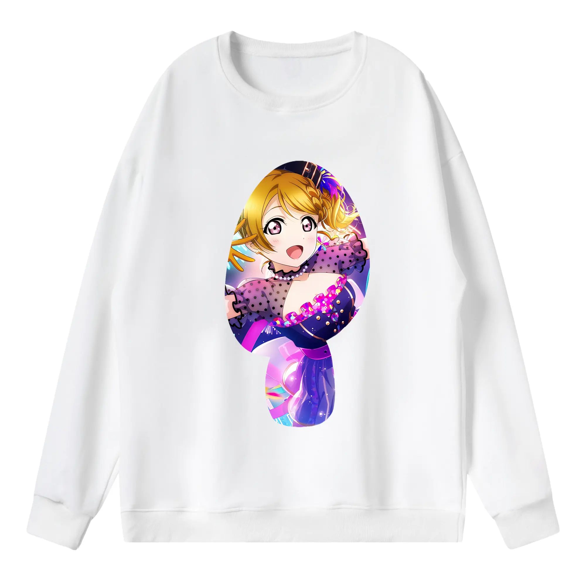 Love Live! グッズ,小泉花陽 - 薄手 クルーネック スウェット 裏毛260g · ポリエステル 春秋向け カジュアル 男女兼用 · トレーナー デイリー スポーツ 散歩に最適