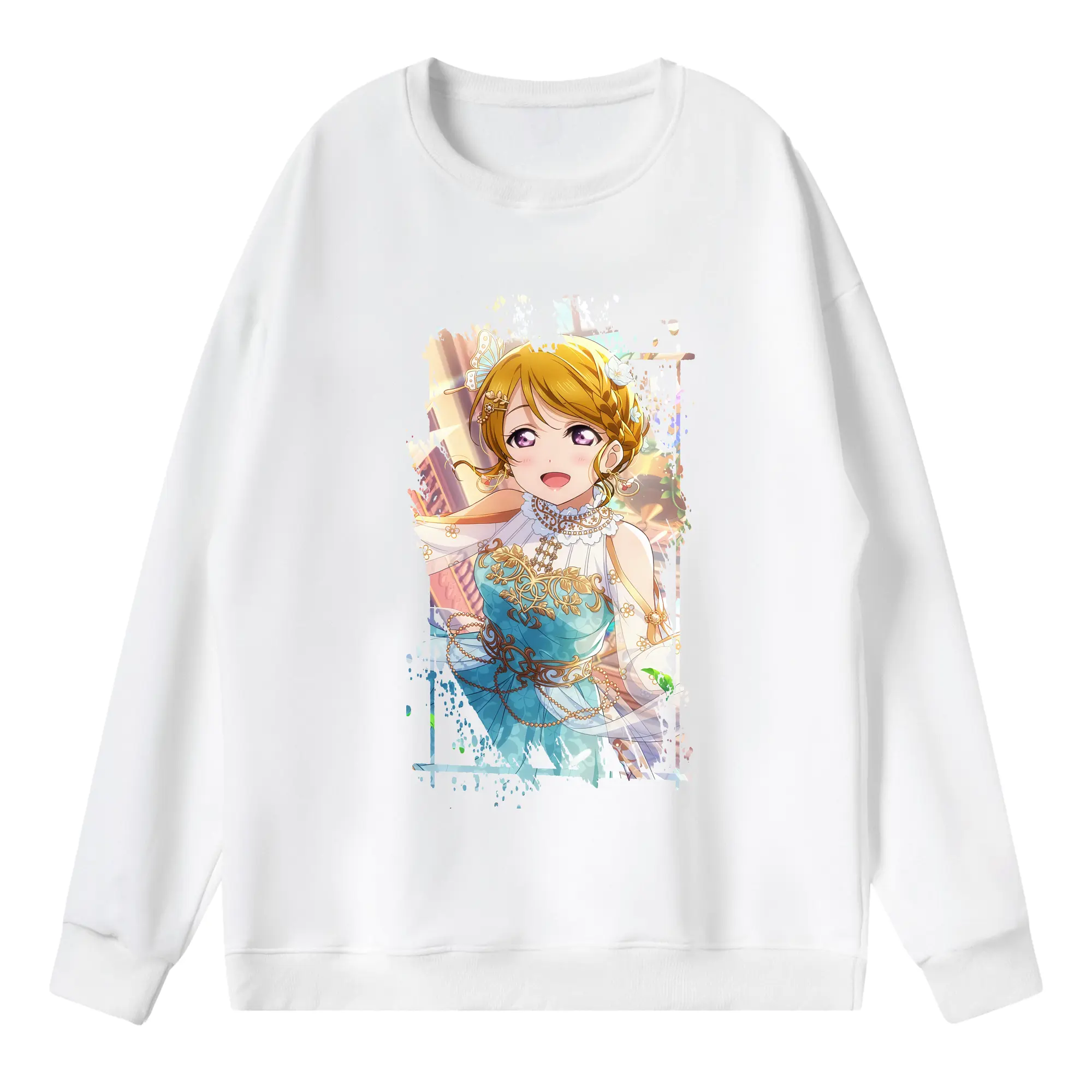 Love Live! グッズ,小泉花陽 - 薄手 クルーネック スウェット 裏毛260g · ポリエステル 春秋向け カジュアル 男女兼用 · トレーナー デイリー スポーツ 散歩に最適