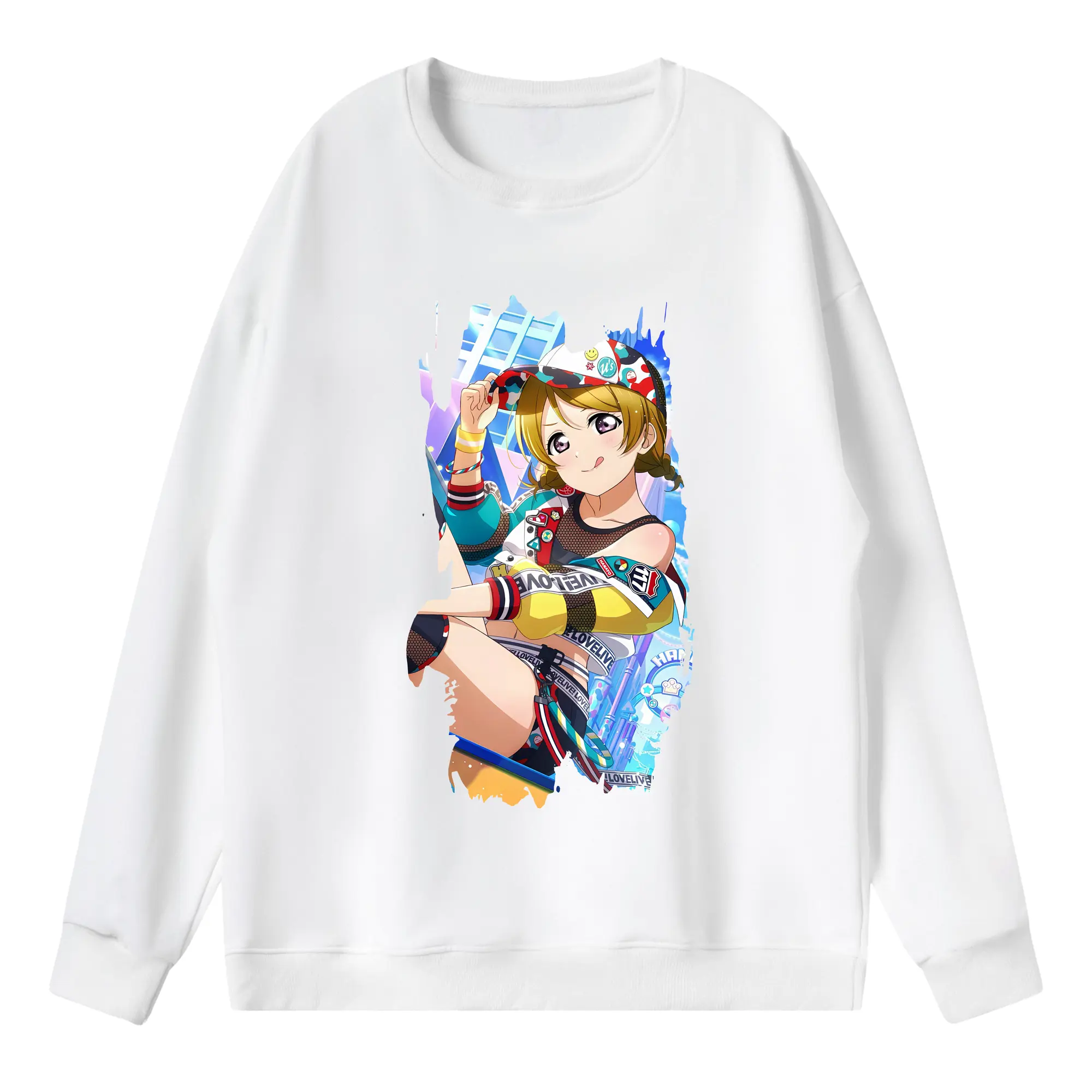 Love Live! グッズ,小泉花陽 - 薄手 クルーネック スウェット 裏毛260g · ポリエステル 春秋向け カジュアル 男女兼用 · トレーナー デイリー スポーツ 散歩に最適