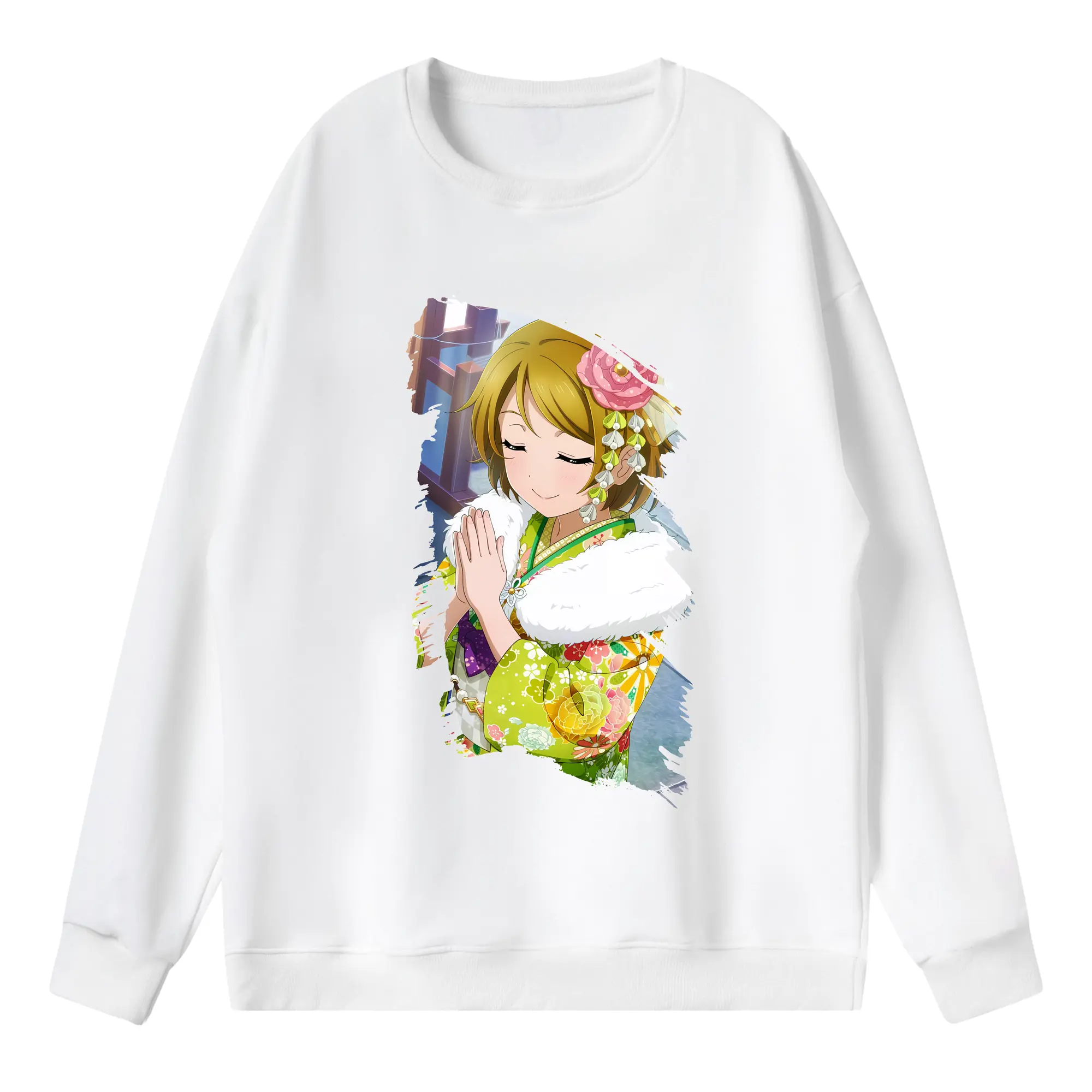 Love Live! グッズ,小泉花陽 - 薄手 クルーネック スウェット 裏毛260g · ポリエステル 春秋向け カジュアル 男女兼用 · トレーナー デイリー スポーツ 散歩に最適