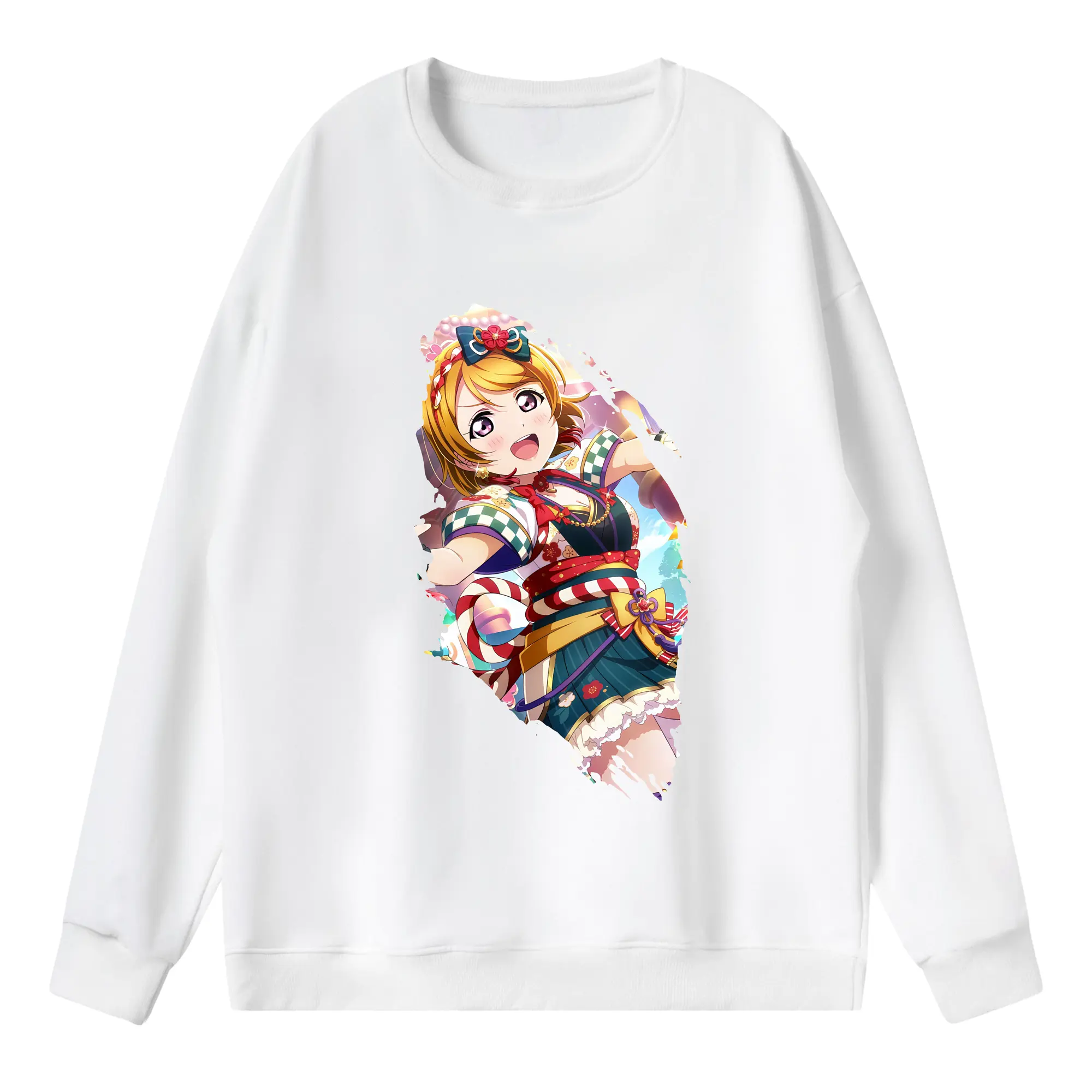 Love Live! グッズ,小泉花陽 - 薄手 クルーネック スウェット 裏毛260g · ポリエステル 春秋向け カジュアル 男女兼用 · トレーナー デイリー スポーツ 散歩に最適