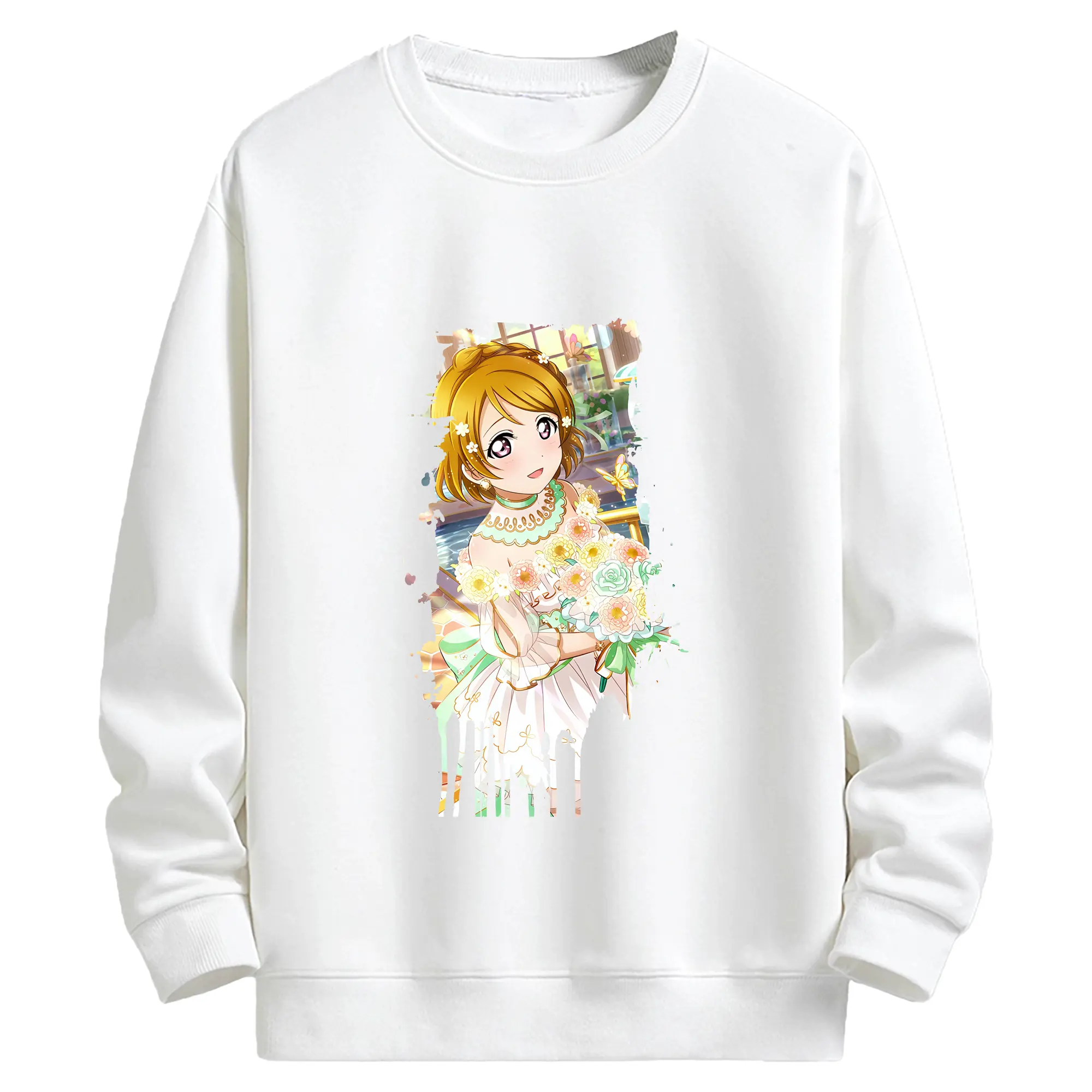 Love Live! グッズ,小泉花陽 - キッズ クルーネックスウェットシャツ ・ フロントプリント ・ 綿80％ ポリエステル20％ ・ 快適 通学 スポーツ 日常使い お散歩用