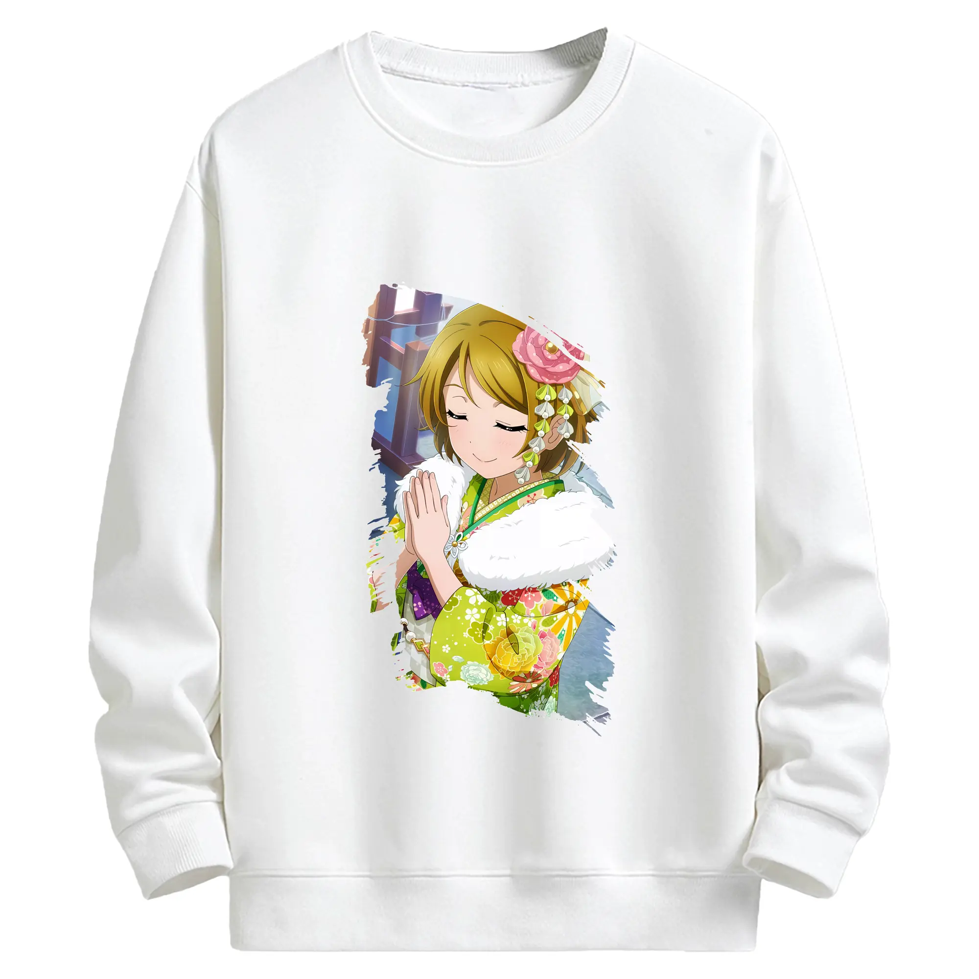 Love Live! グッズ,小泉花陽 - キッズ クルーネックスウェットシャツ ・ フロントプリント ・ 綿80％ ポリエステル20％ ・ 快適 通学 スポーツ 日常使い お散歩用