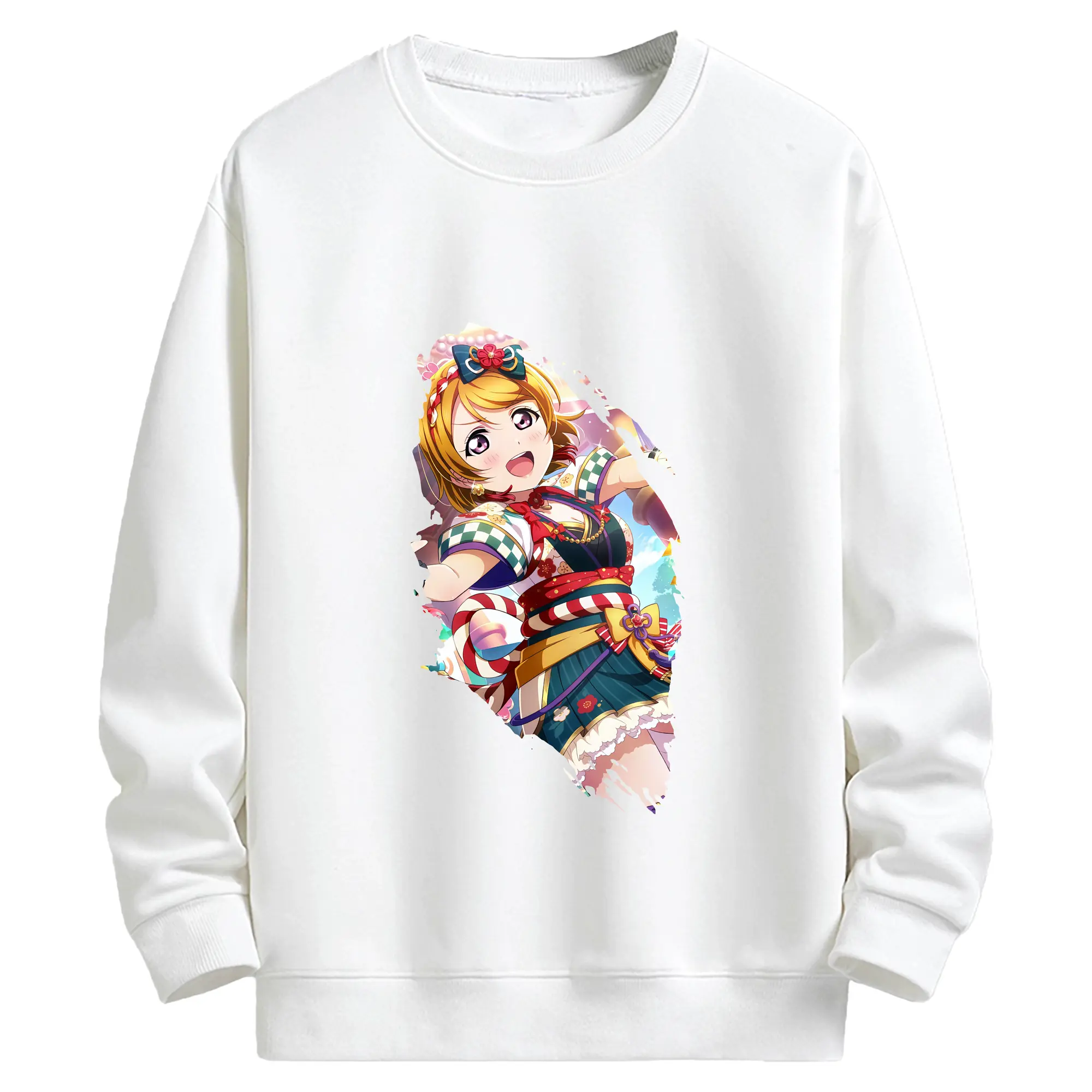 Love Live! グッズ,小泉花陽 - キッズ クルーネックスウェットシャツ ・ フロントプリント ・ 綿80％ ポリエステル20％ ・ 快適 通学 スポーツ 日常使い お散歩用