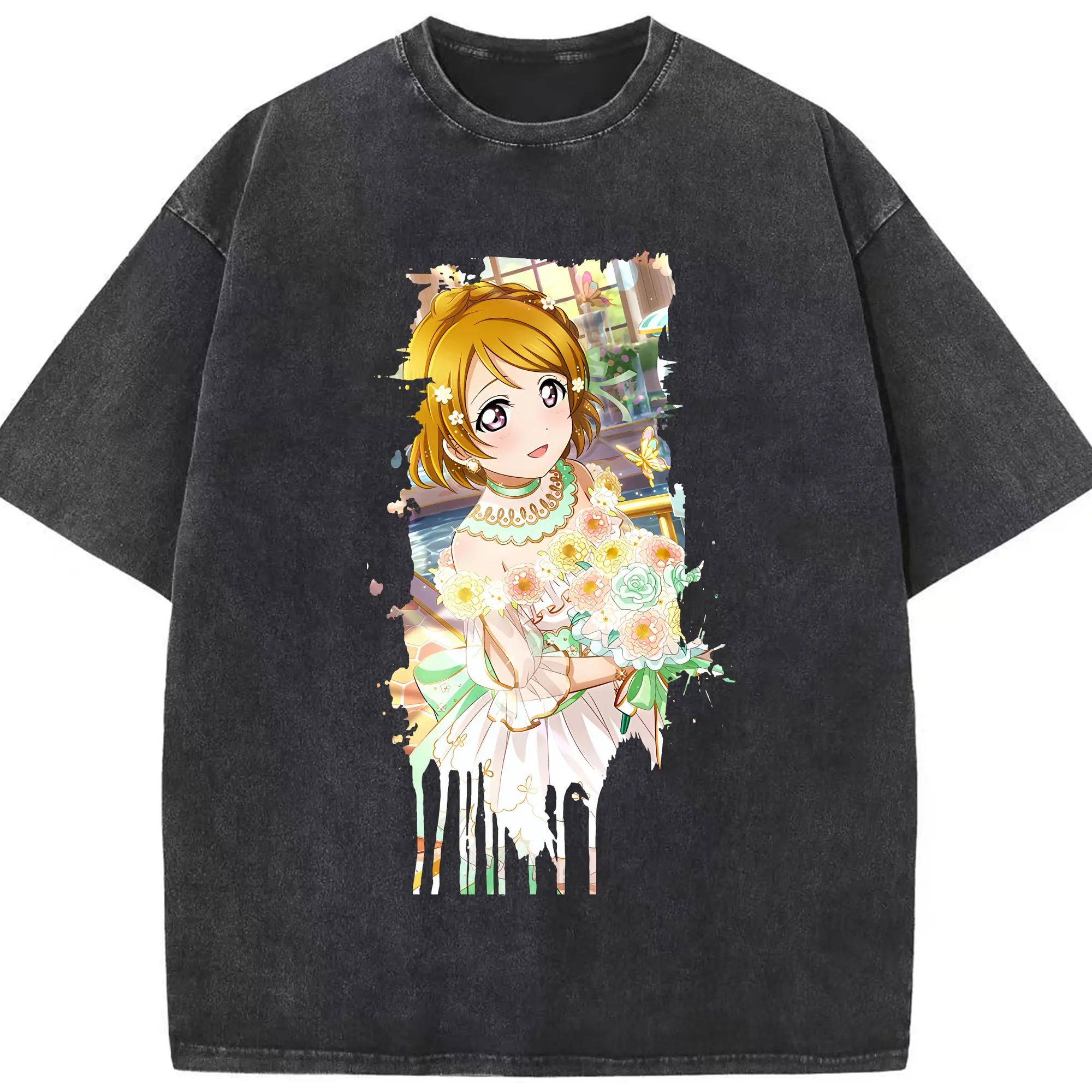 Love Live! グッズ,小泉花陽 - 綿100％ ヴィンテージ風 半袖Tシャツ ・ フロントプリント ・ 柔らか肌触り ・ 通気性 快適 ・ スポーツ カジュアル 外出用
