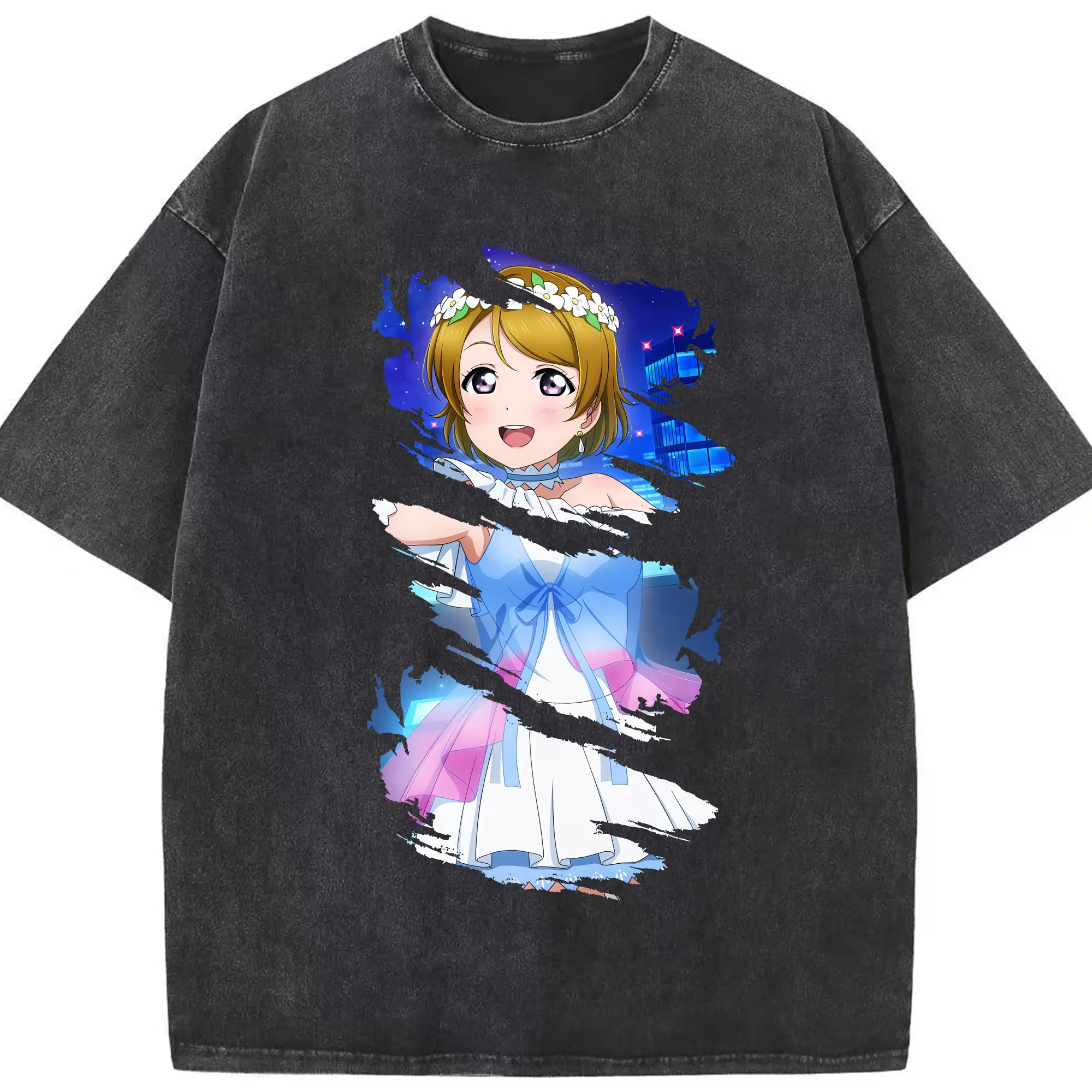 Love Live! グッズ,小泉花陽 - 綿100％ ヴィンテージ風 半袖Tシャツ ・ フロントプリント ・ 柔らか肌触り ・ 通気性 快適 ・ スポーツ カジュアル 外出用