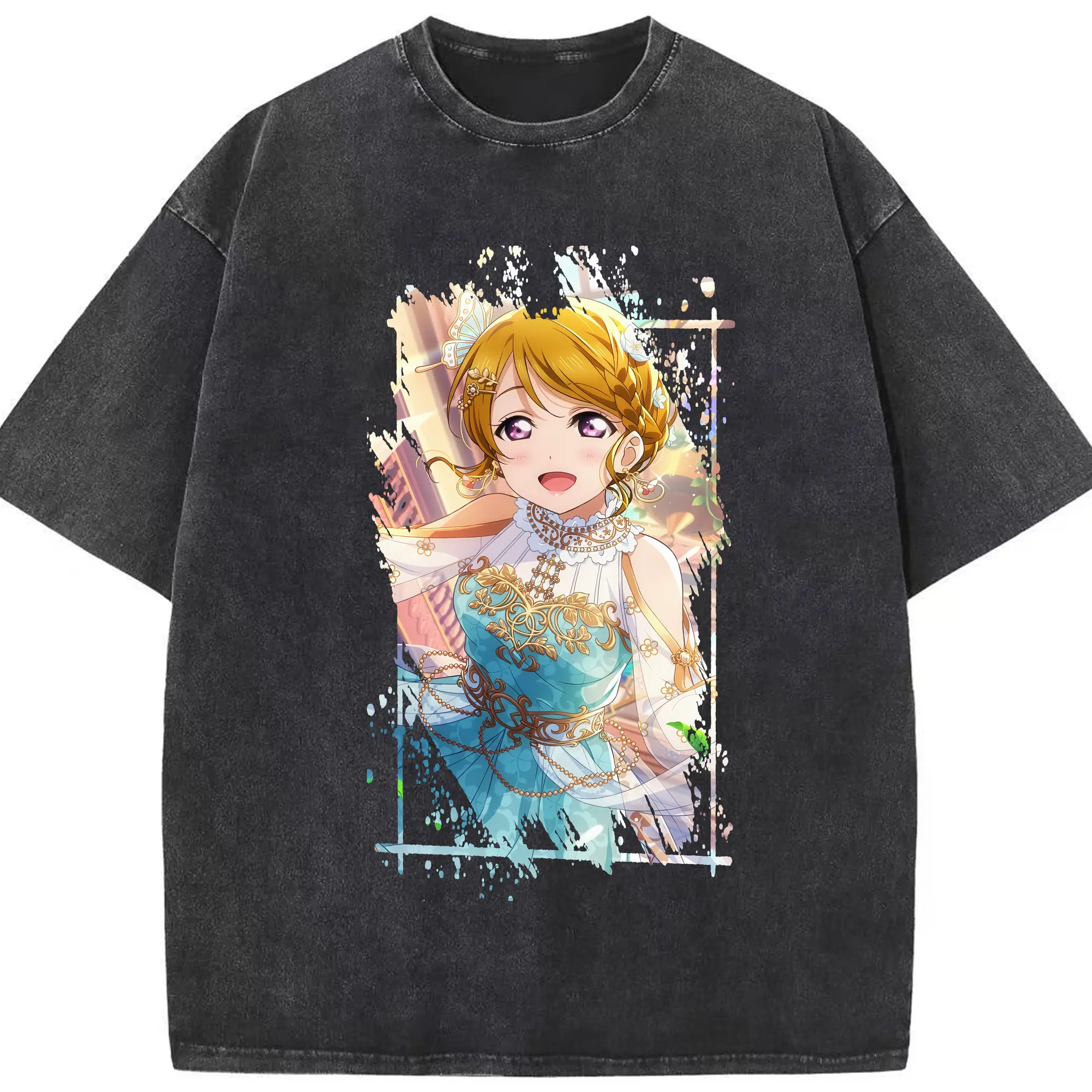 Love Live! グッズ,小泉花陽 - 綿100％ ヴィンテージ風 半袖Tシャツ ・ フロントプリント ・ 柔らか肌触り ・ 通気性 快適 ・ スポーツ カジュアル 外出用