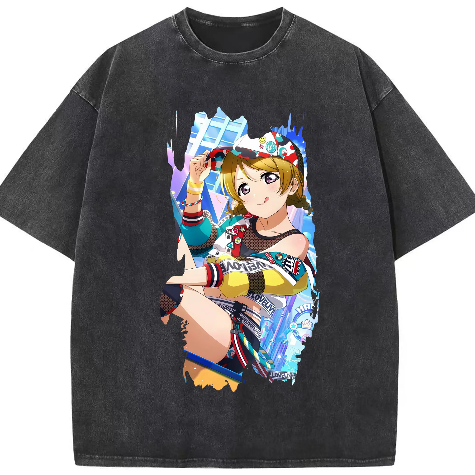Love Live! グッズ,小泉花陽 - 綿100％ ヴィンテージ風 半袖Tシャツ ・ フロントプリント ・ 柔らか肌触り ・ 通気性 快適 ・ スポーツ カジュアル 外出用