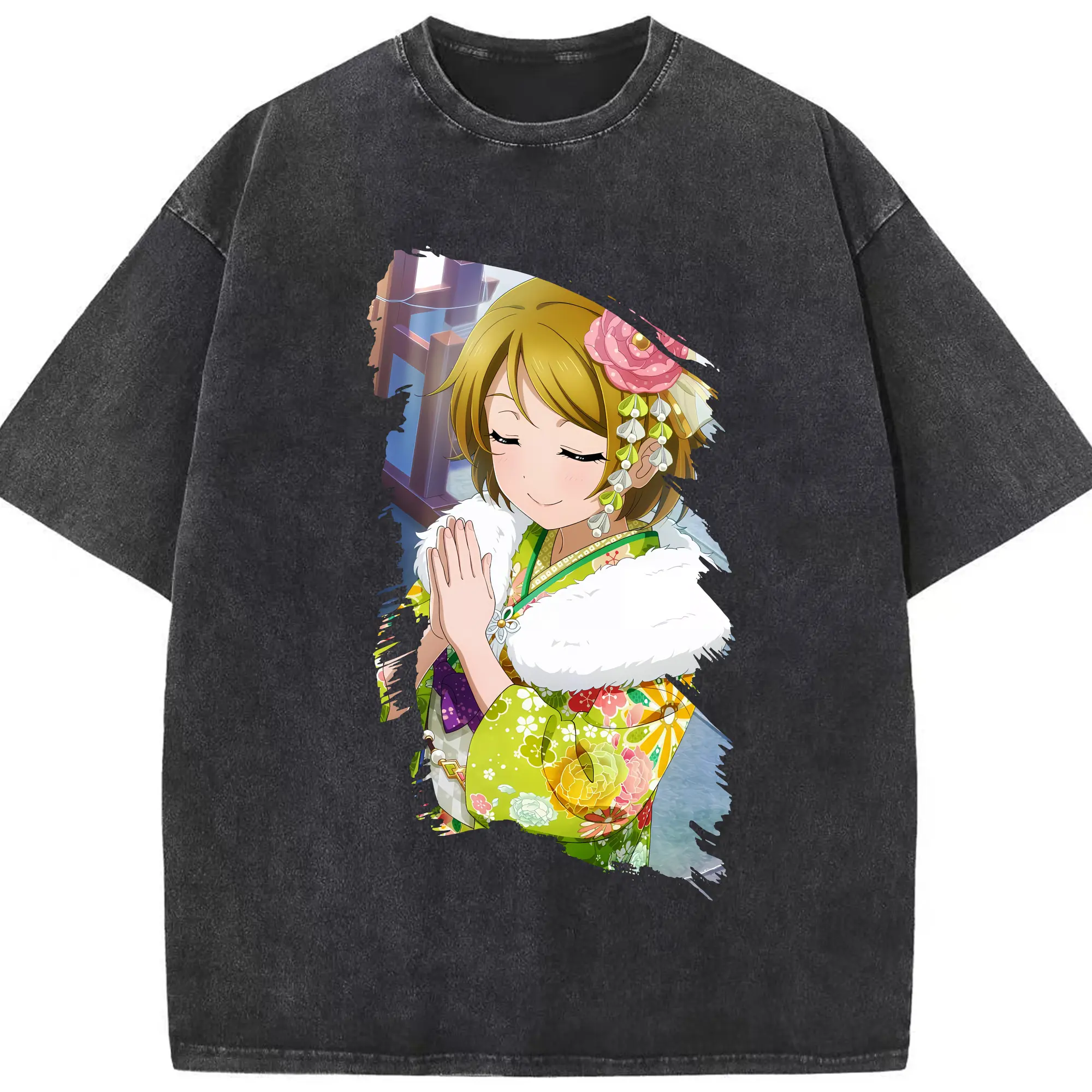 Love Live! グッズ,小泉花陽 - 綿100％ ヴィンテージ風 半袖Tシャツ ・ フロントプリント ・ 柔らか肌触り ・ 通気性 快適 ・ スポーツ カジュアル 外出用