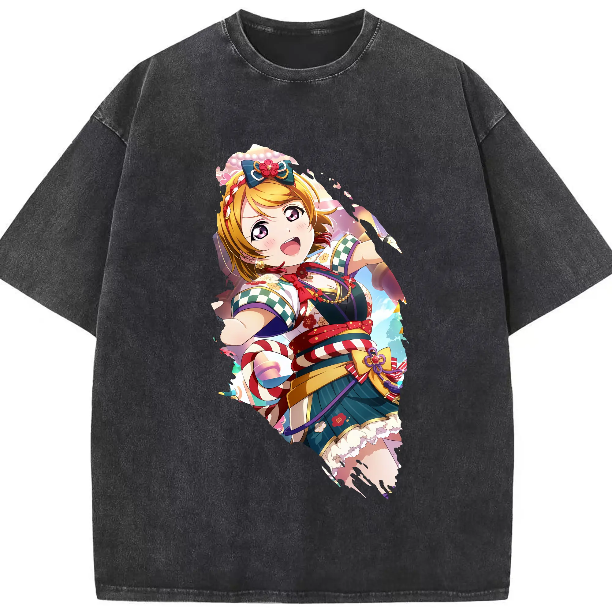 Love Live! グッズ,小泉花陽 - 綿100％ ヴィンテージ風 半袖Tシャツ ・ フロントプリント ・ 柔らか肌触り ・ 通気性 快適 ・ スポーツ カジュアル 外出用