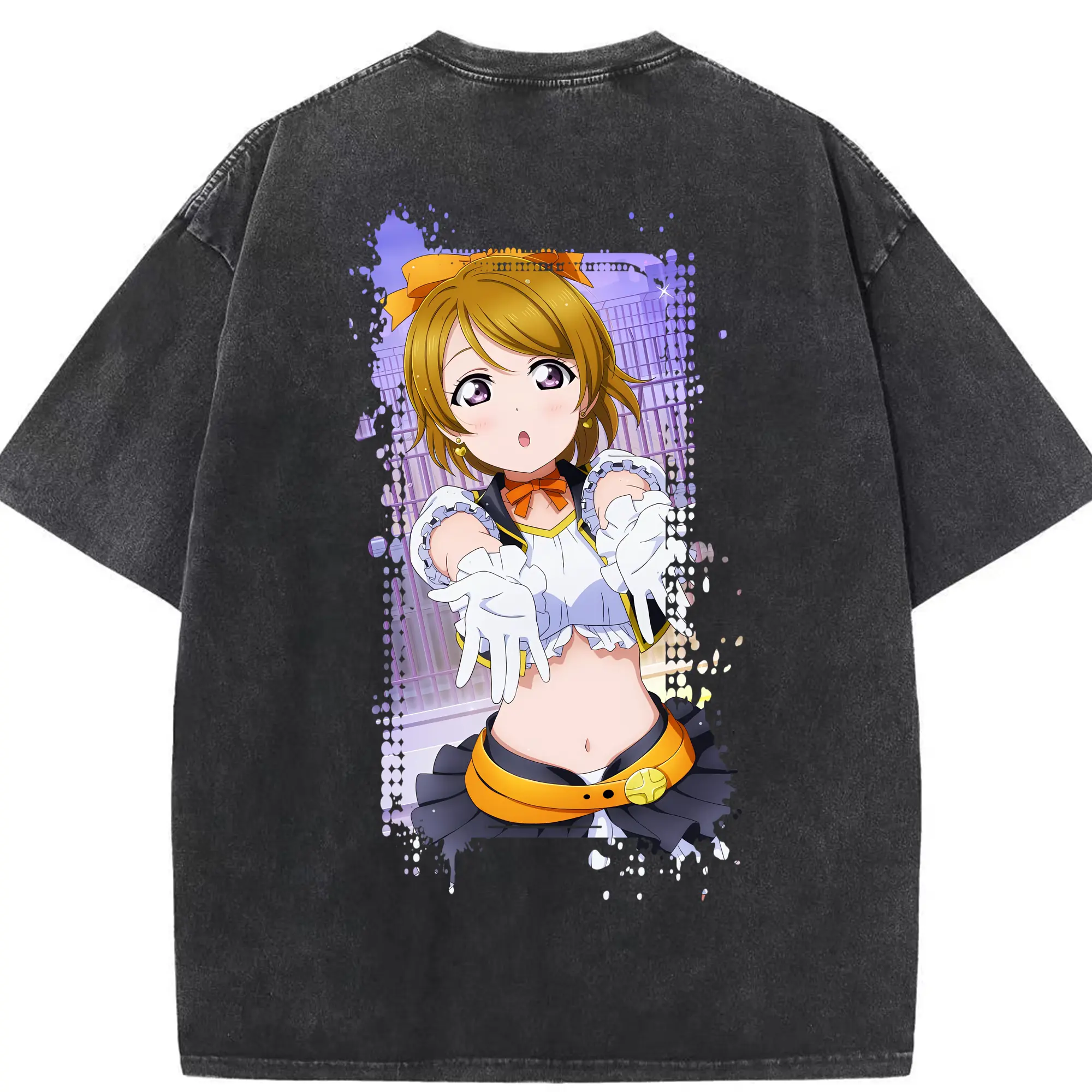 Love Live! グッズ,小泉花陽 - 綿100％ ヴィンテージ風 半袖Tシャツ ・ 背面プリント ・ 柔らか肌触り ・ 通気性 快適 ・ スポーツ カジュアル 外出用