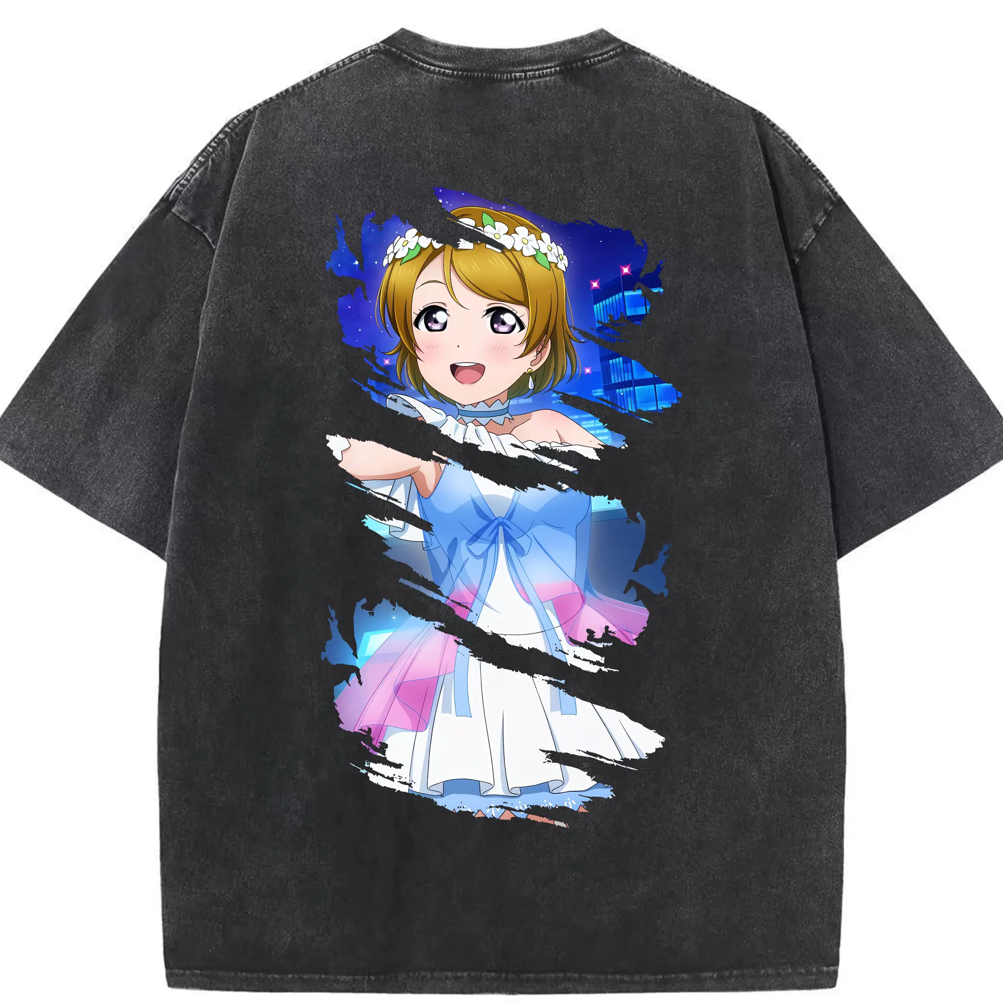 Love Live! グッズ,小泉花陽 - 綿100％ ヴィンテージ風 半袖Tシャツ ・ 背面プリント ・ 柔らか肌触り ・ 通気性 快適 ・ スポーツ カジュアル 外出用