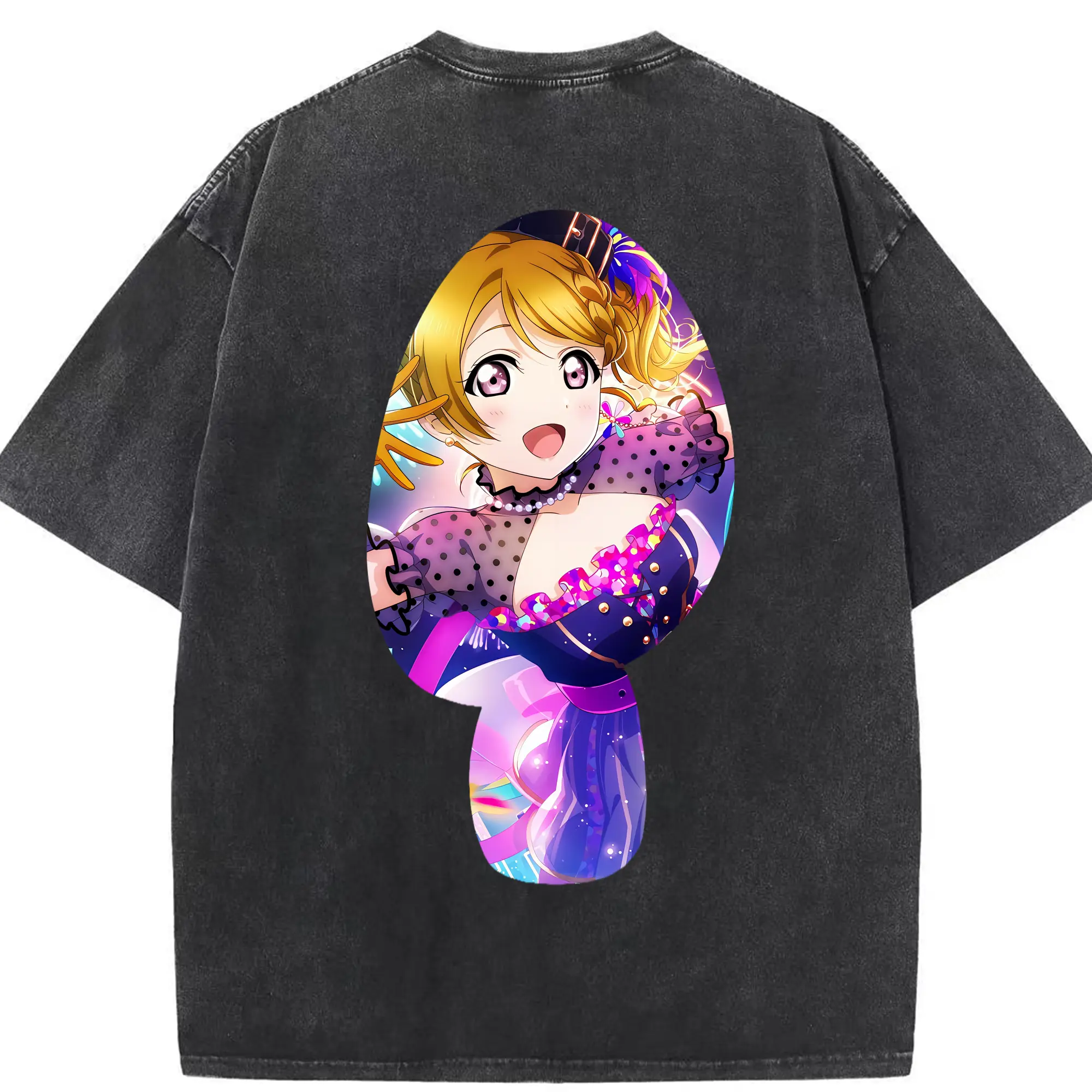 Love Live! グッズ,小泉花陽 - 綿100％ ヴィンテージ風 半袖Tシャツ ・ 背面プリント ・ 柔らか肌触り ・ 通気性 快適 ・ スポーツ カジュアル 外出用
